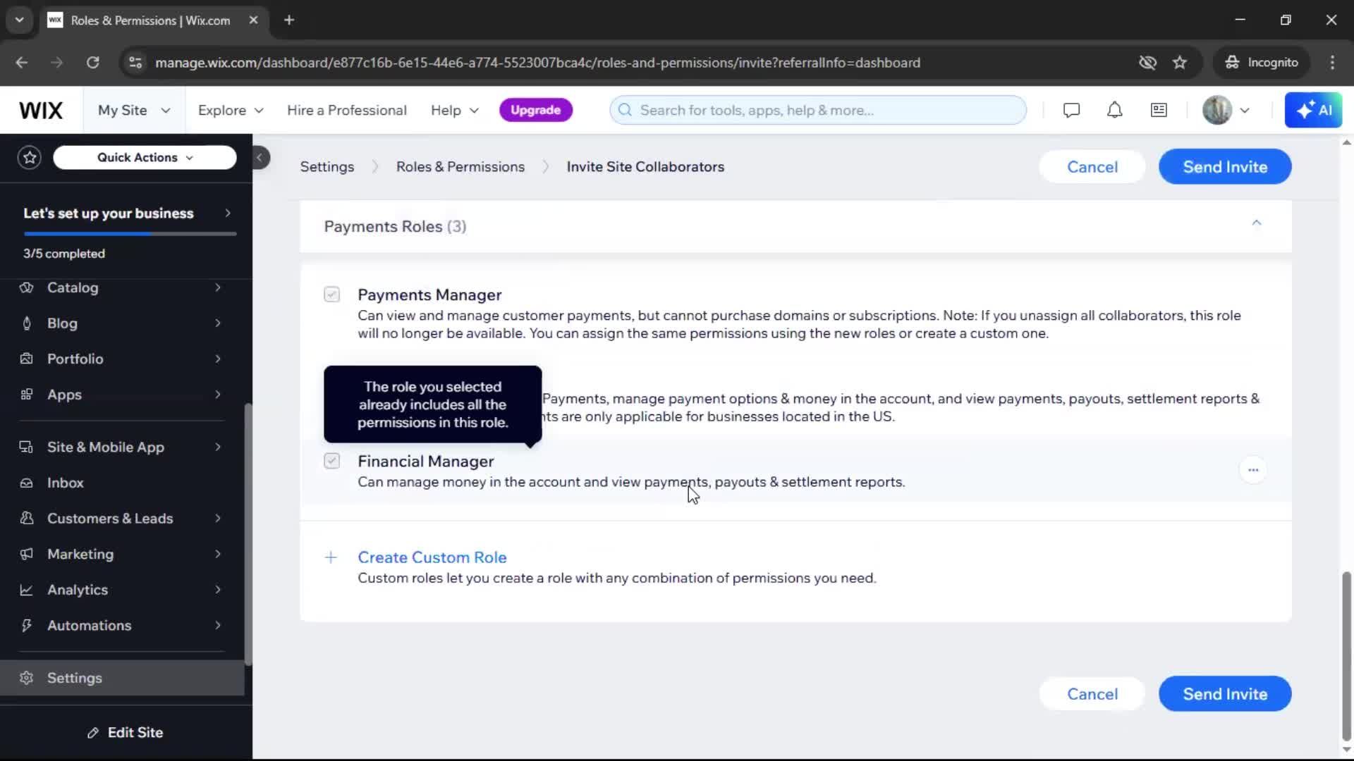 Inviting people screenshot
