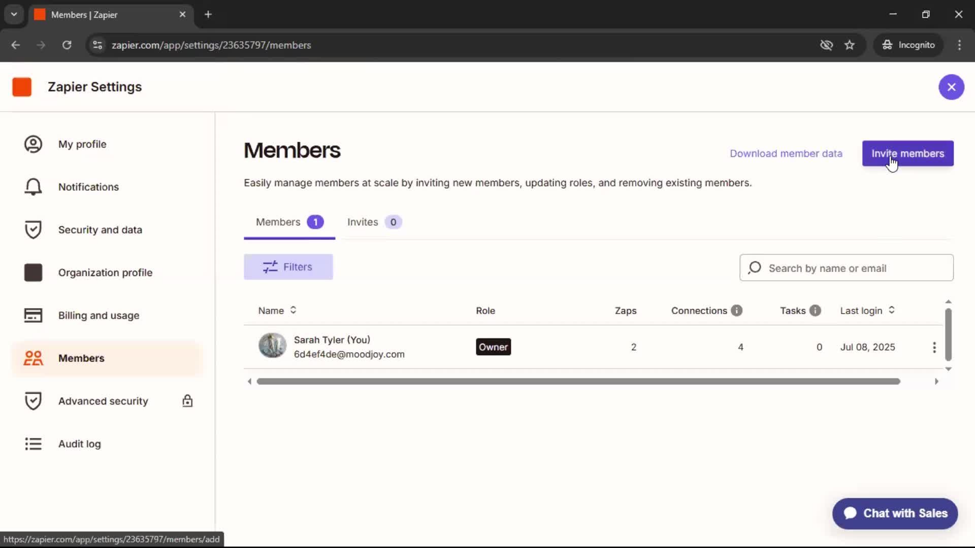 Inviting people screenshot
