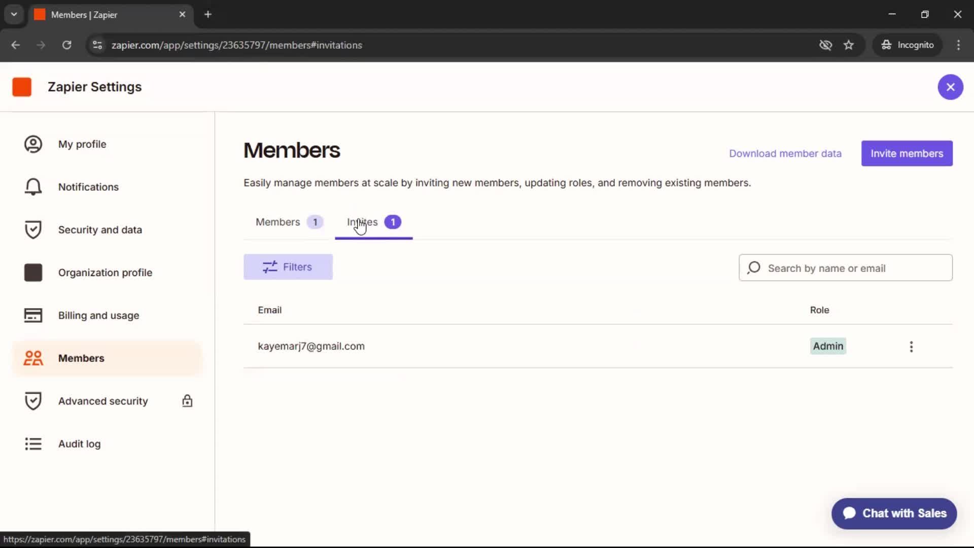 Inviting people screenshot