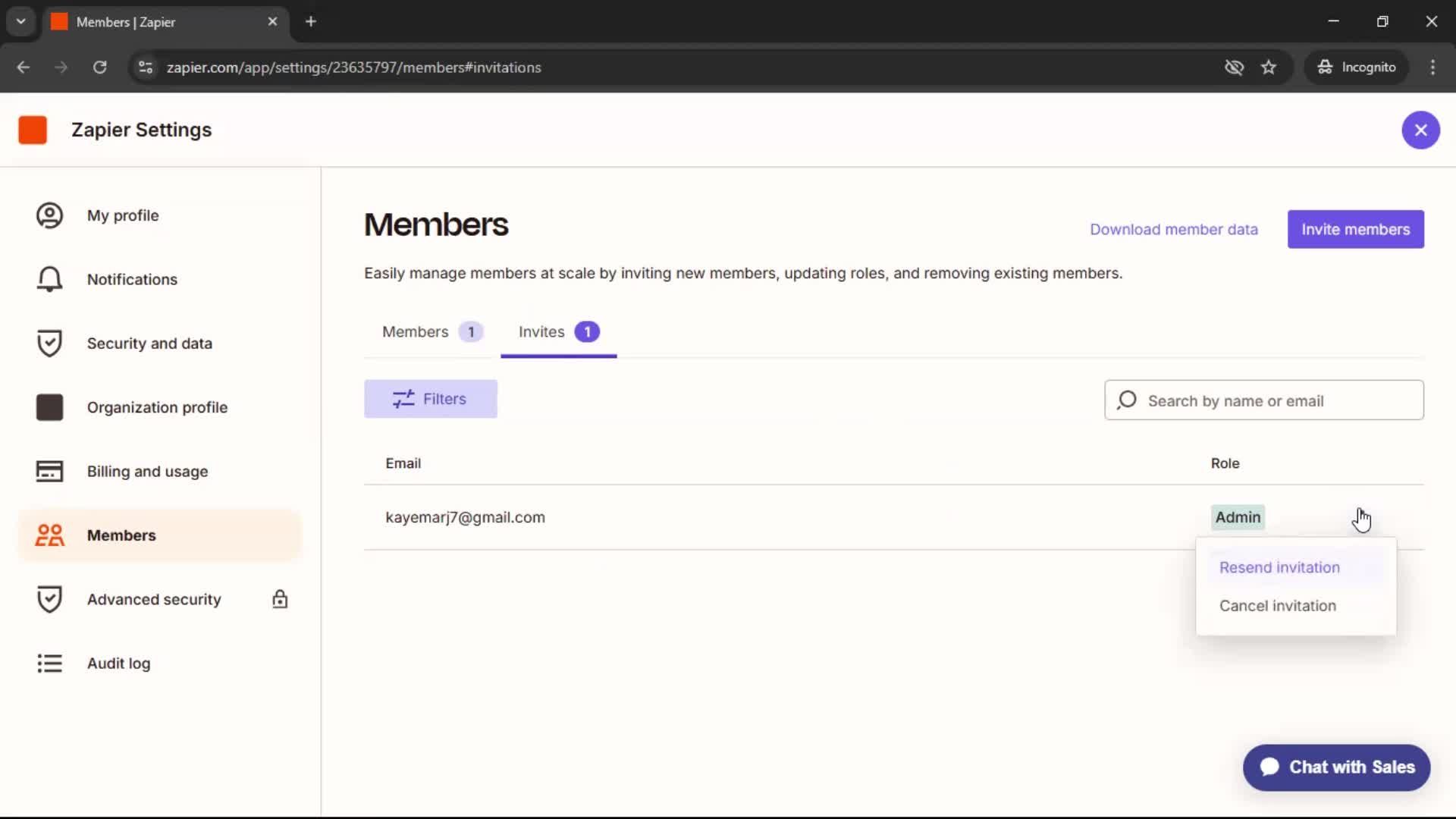 Inviting people screenshot