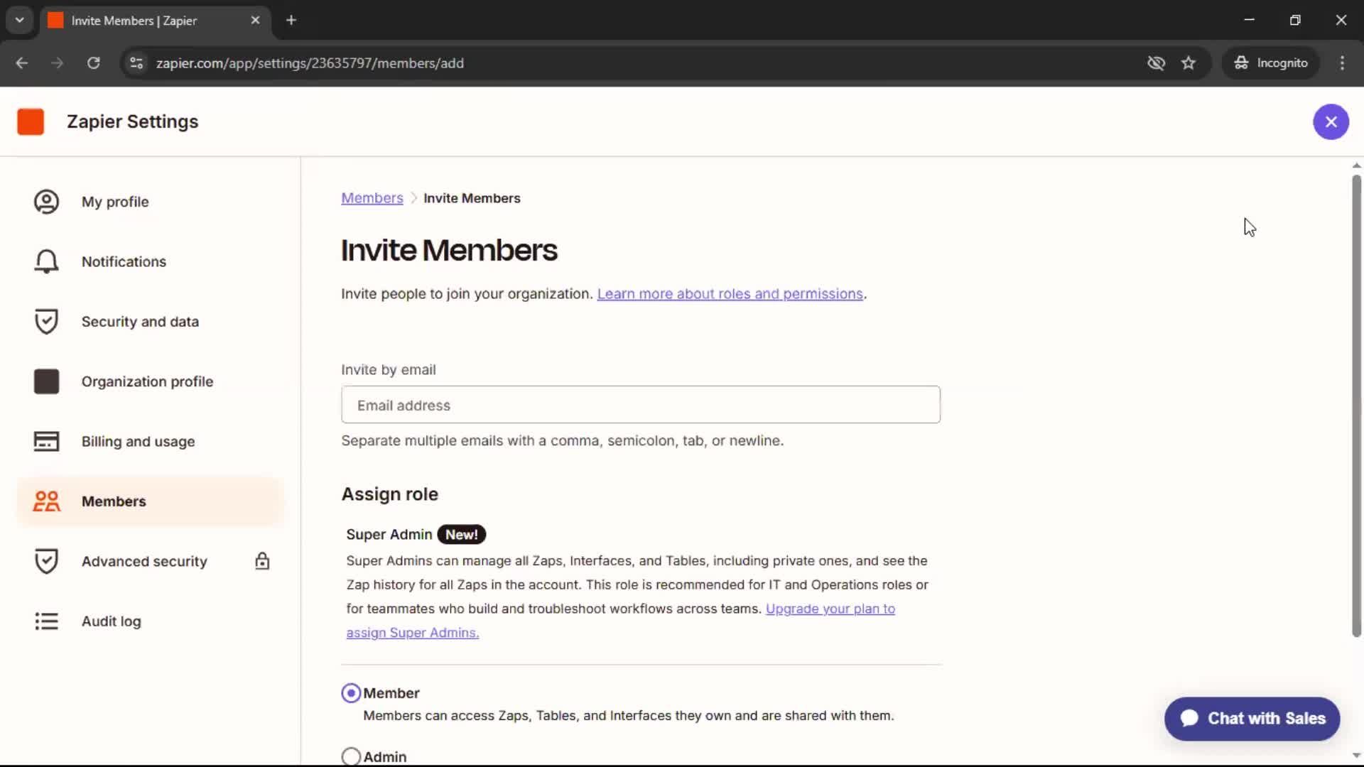 Inviting people screenshot