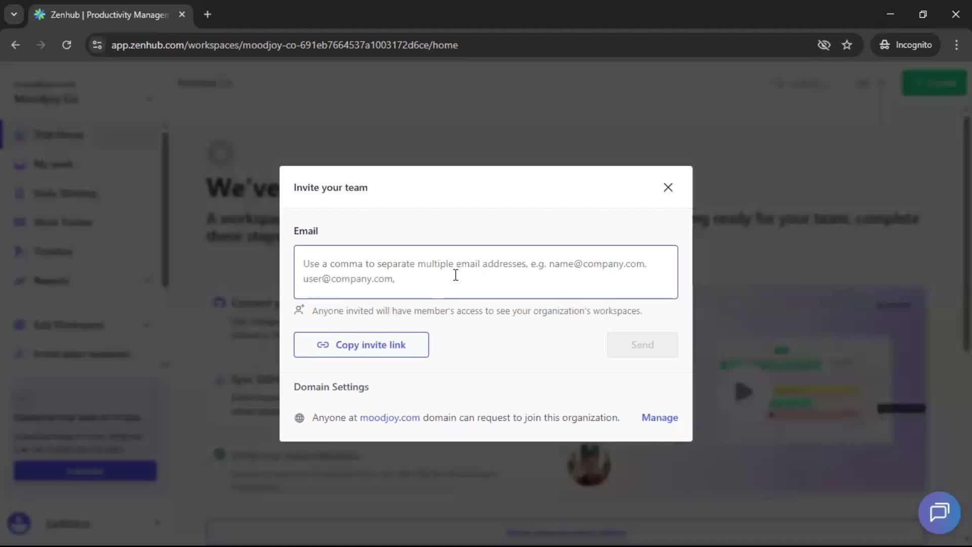 Inviting people screenshot