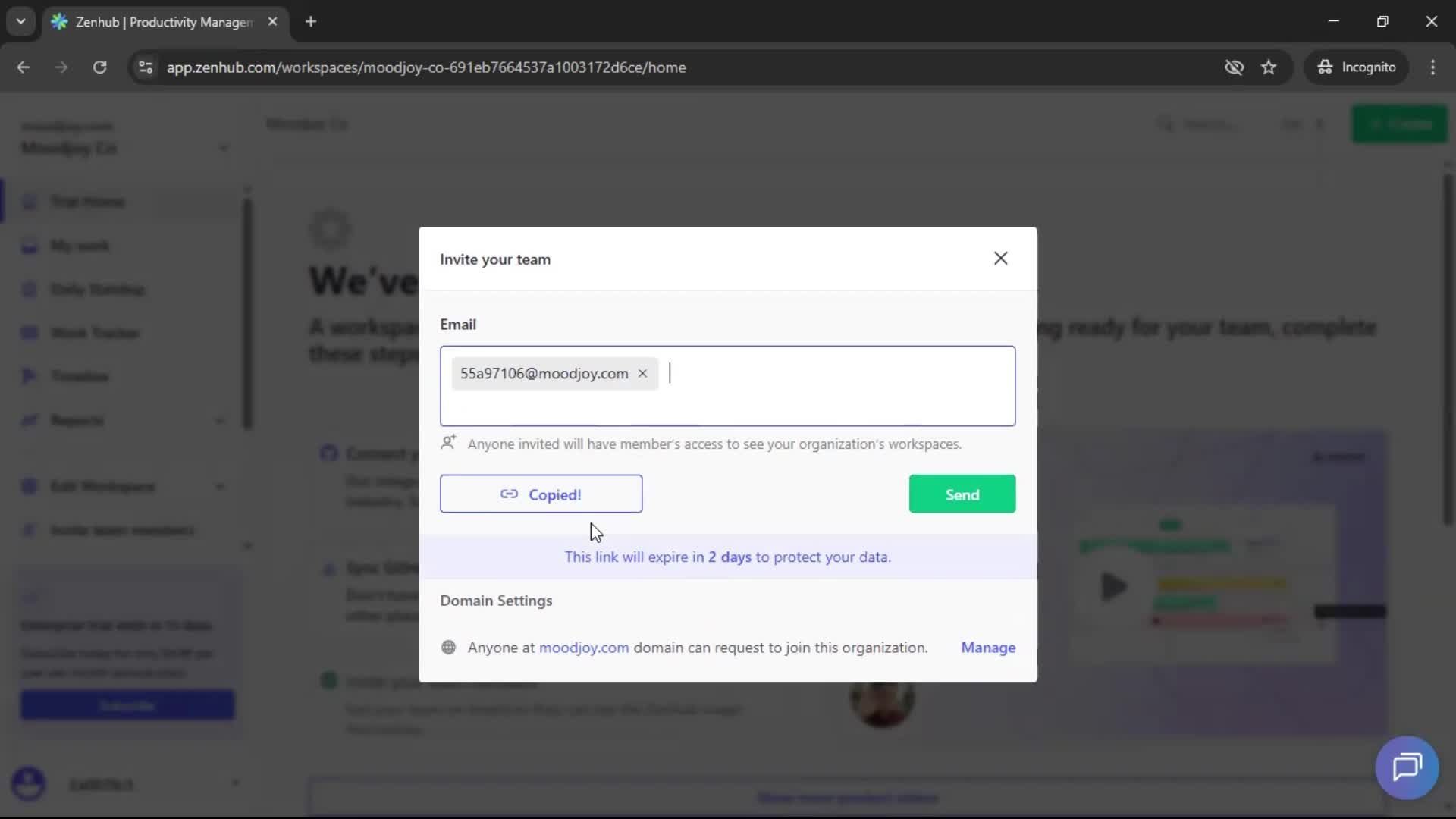 Inviting people screenshot