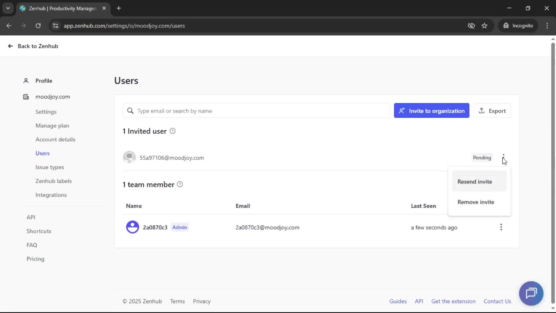 Inviting people screenshot
