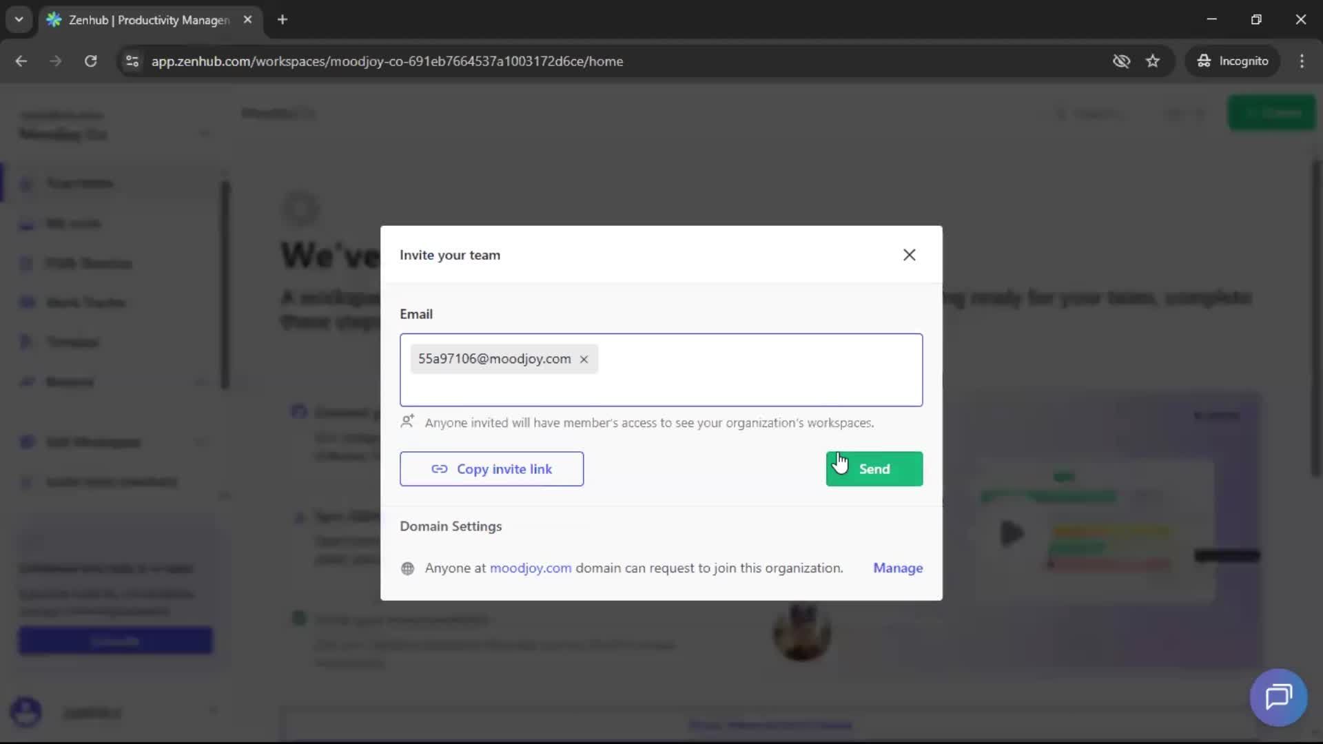 Inviting people screenshot