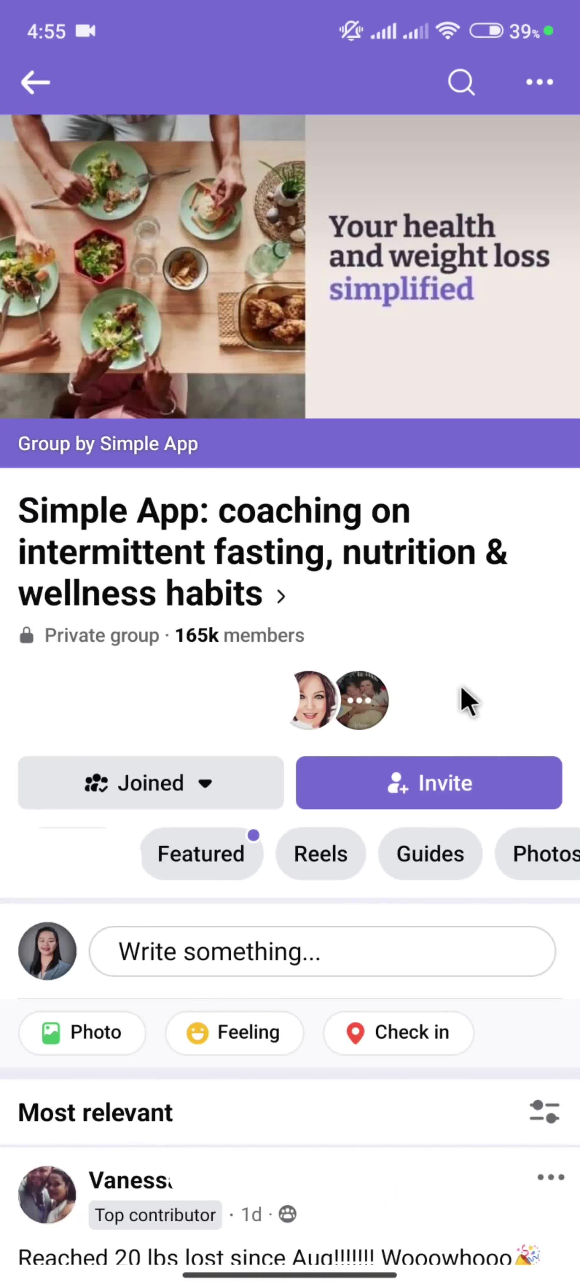 Joining a community on Simple: Weight Loss Coach video thumbnail