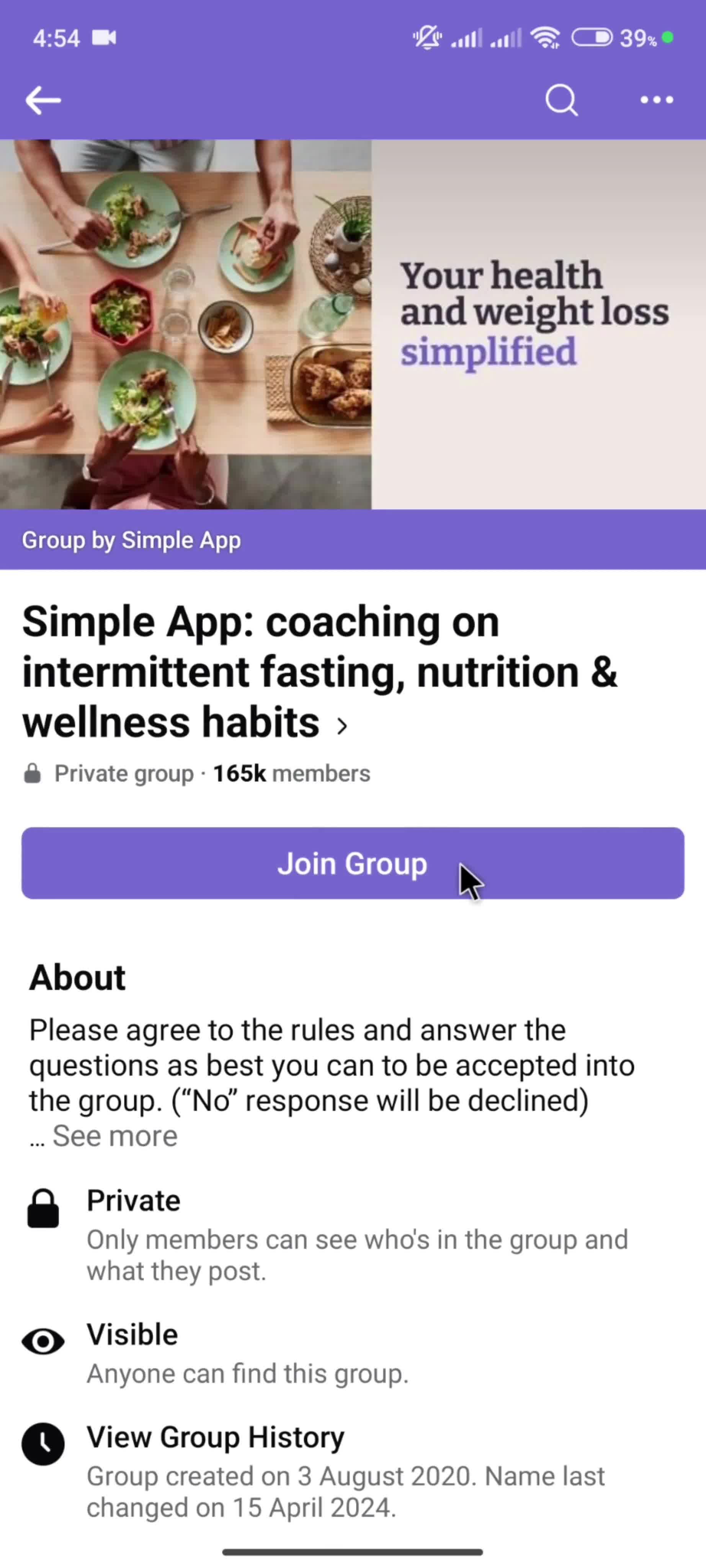 Joining a community on Simple: Weight Loss Coach video thumbnail