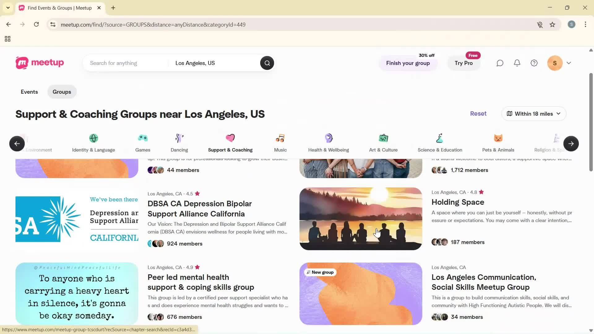 Joining a group screenshot