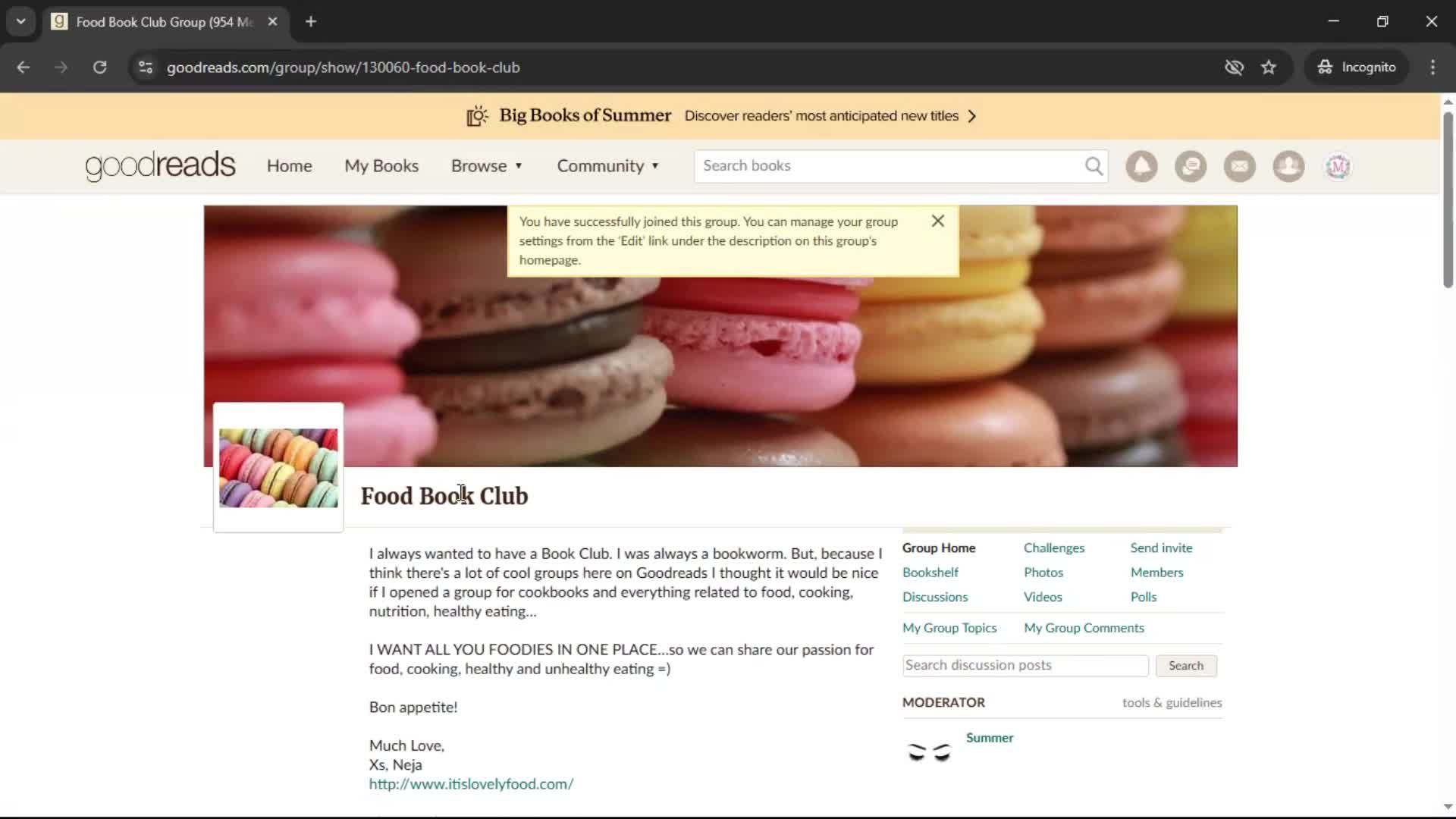 Joining a group screenshot
