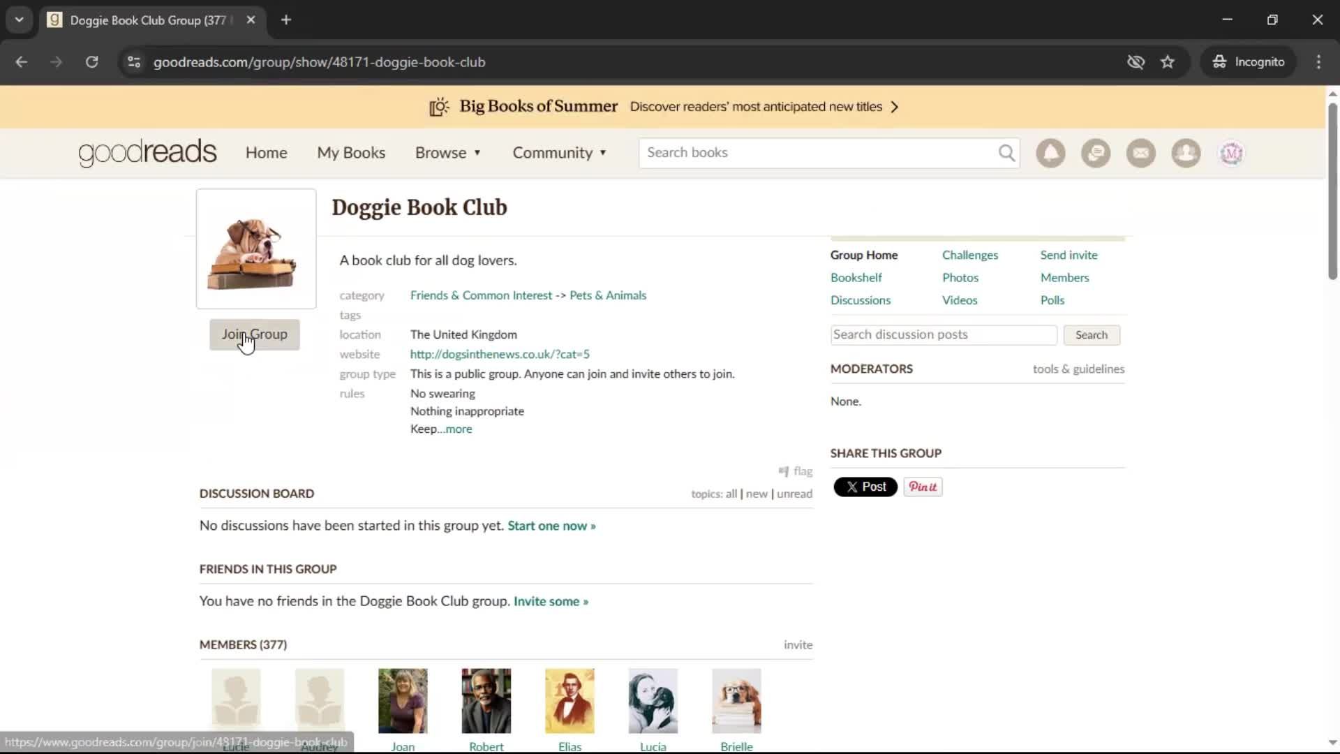 Joining a group screenshot