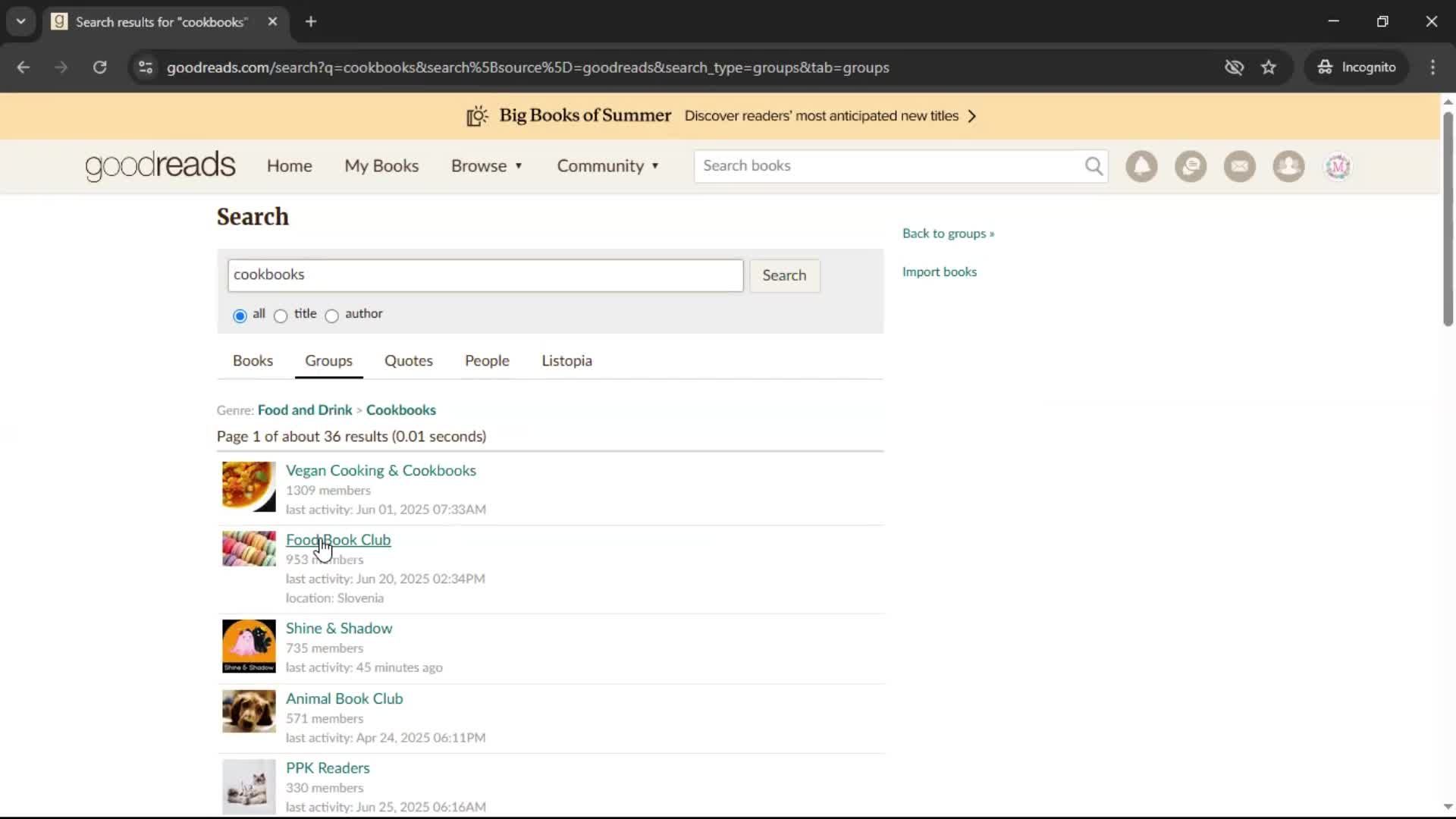 Joining a group screenshot