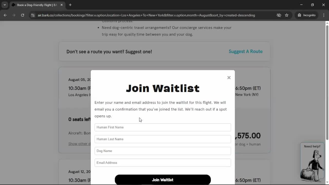 Joining waitlist screenshot