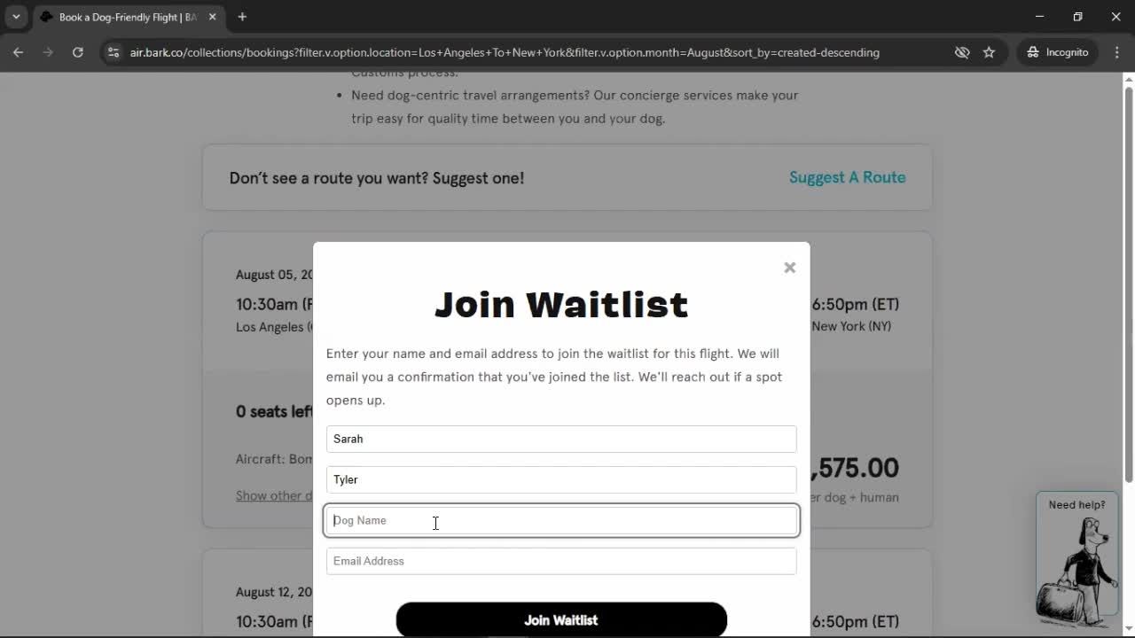 Joining waitlist screenshot