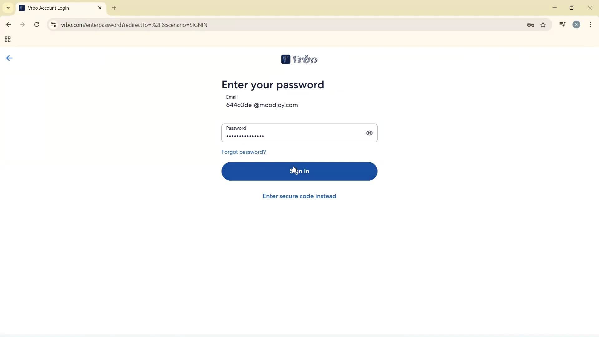 Logging in screenshot