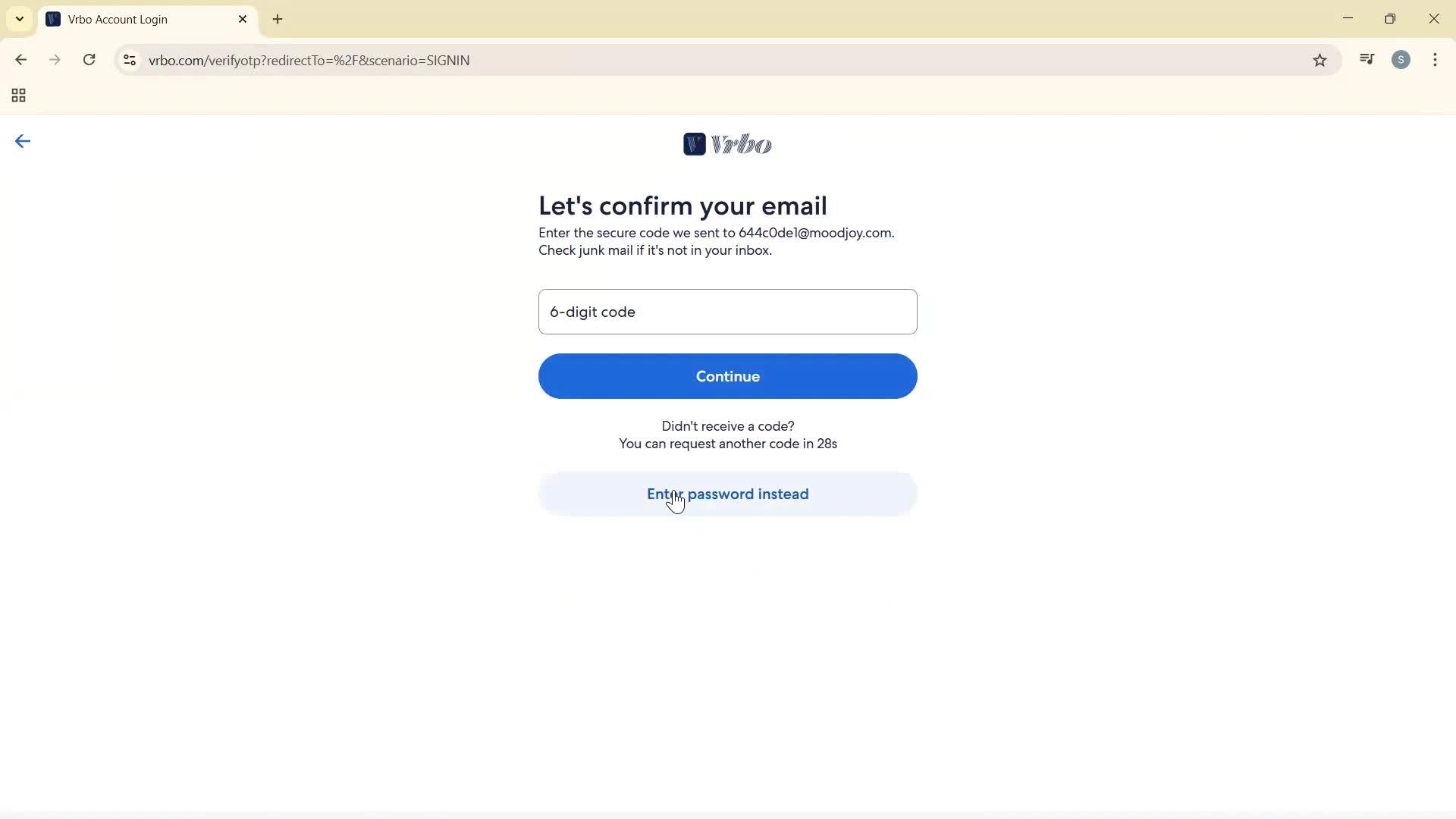 Logging in screenshot