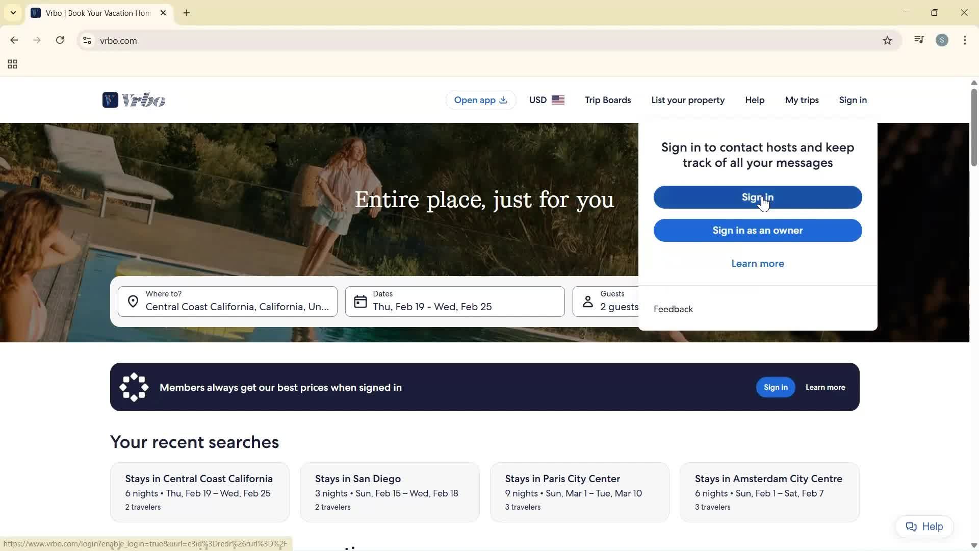 Logging in screenshot