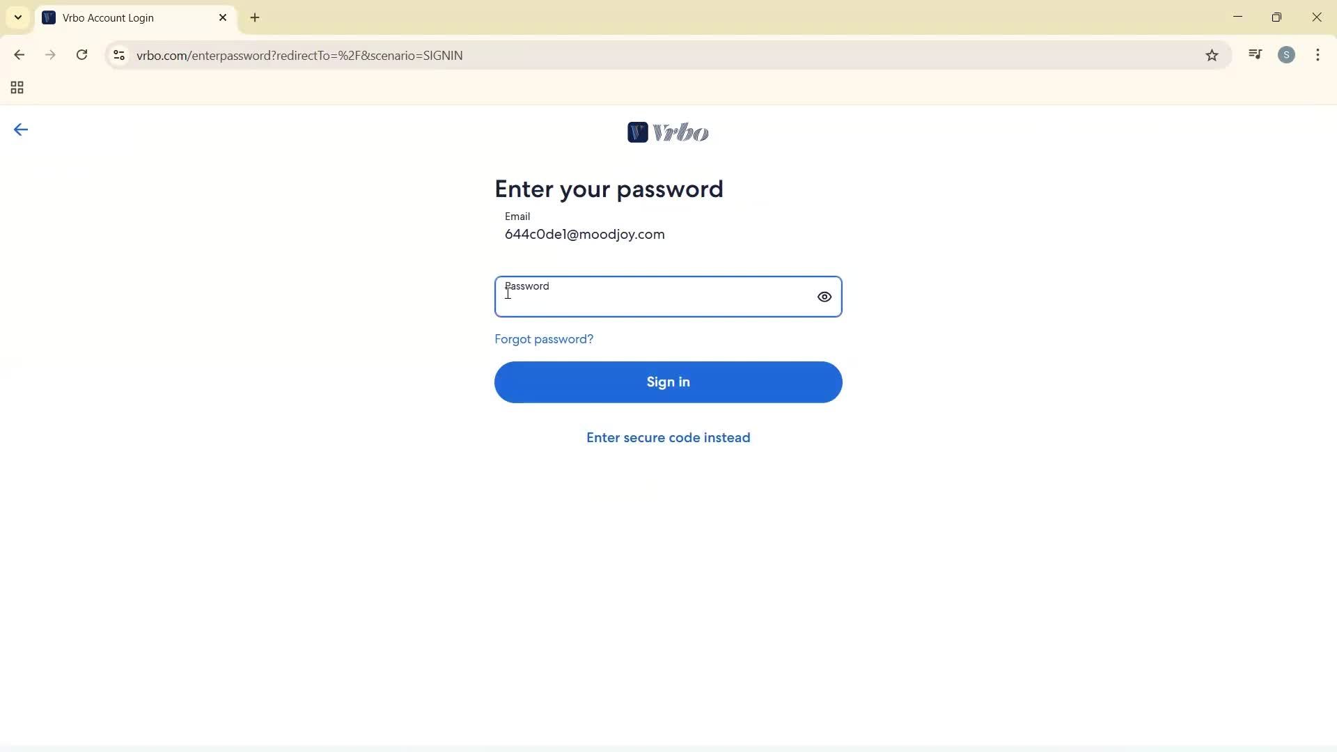 Logging in screenshot