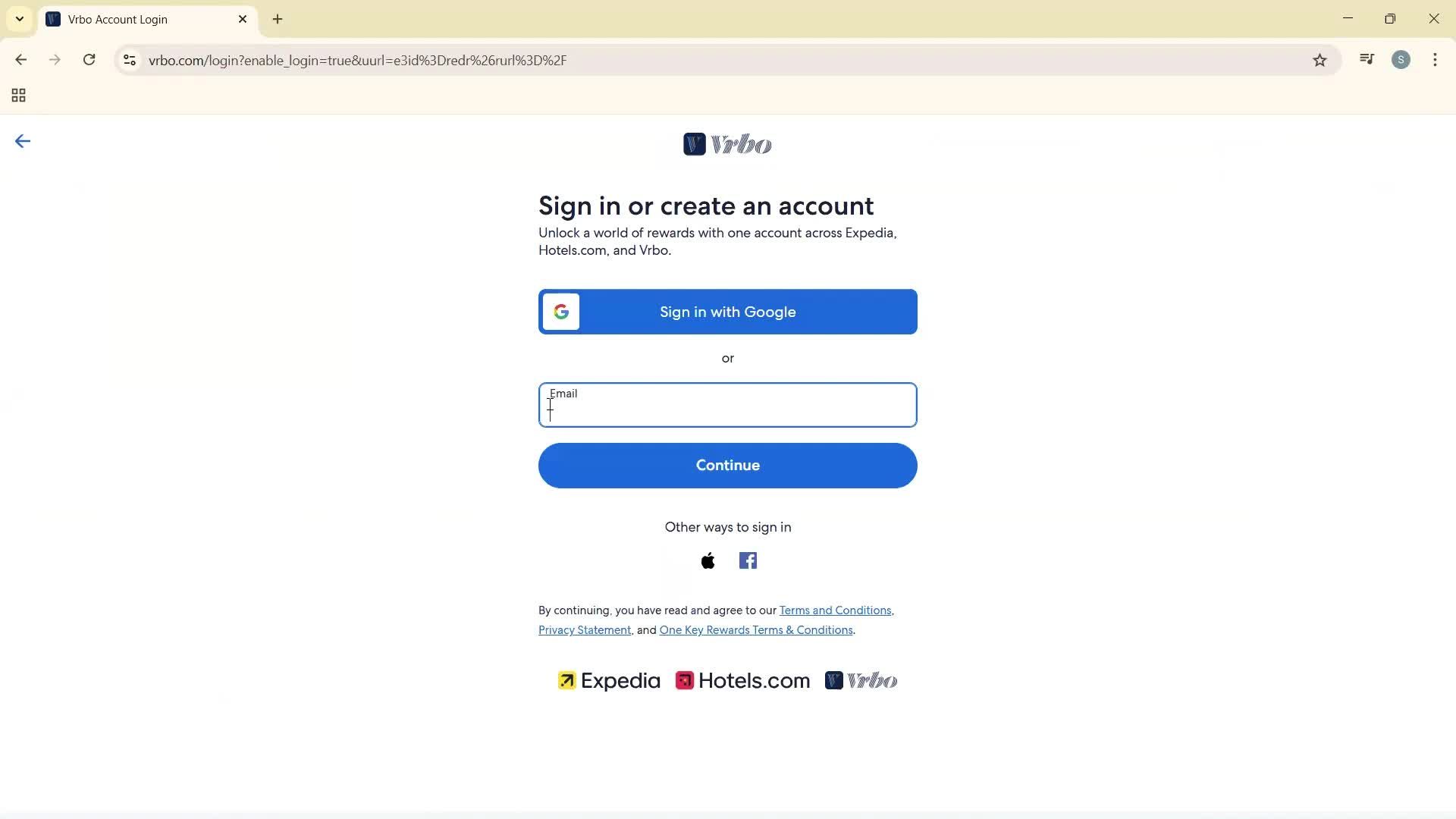 Logging in screenshot