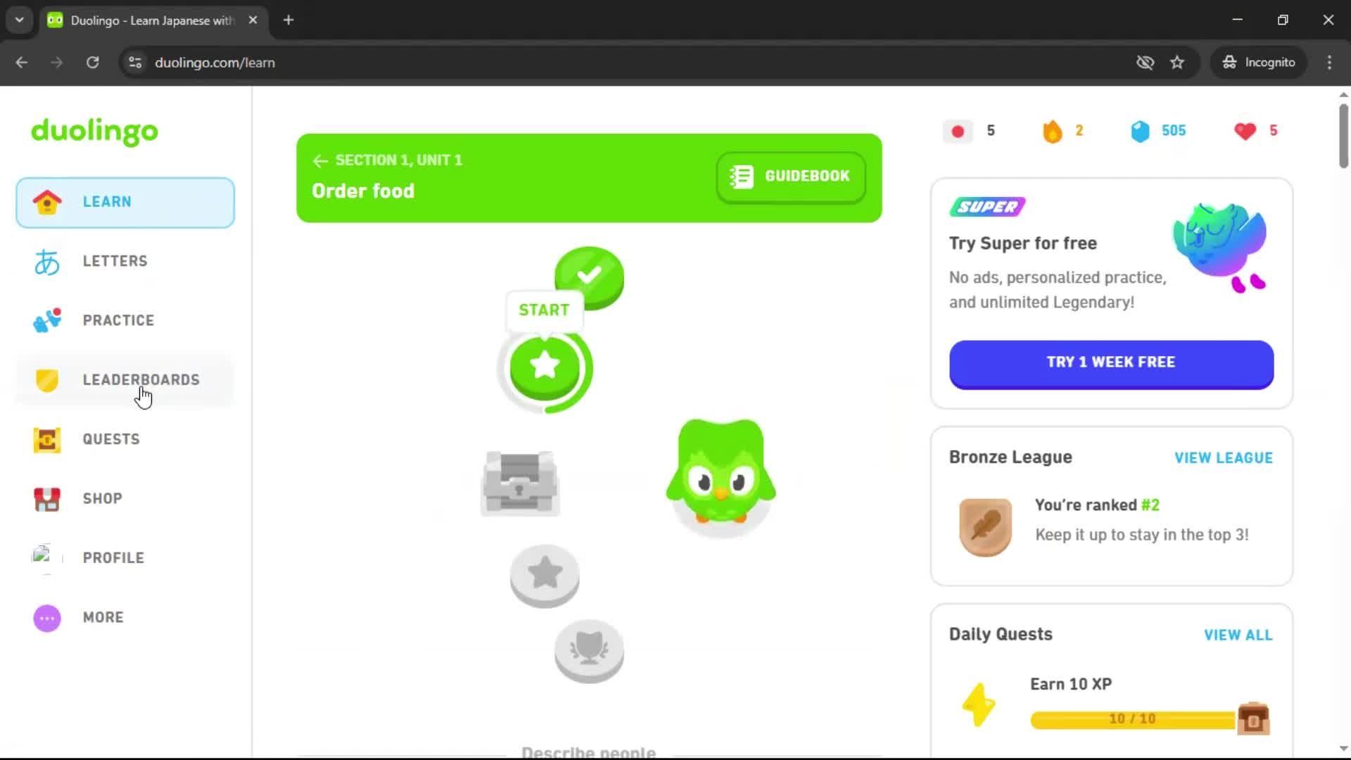 Leaderboard screenshot