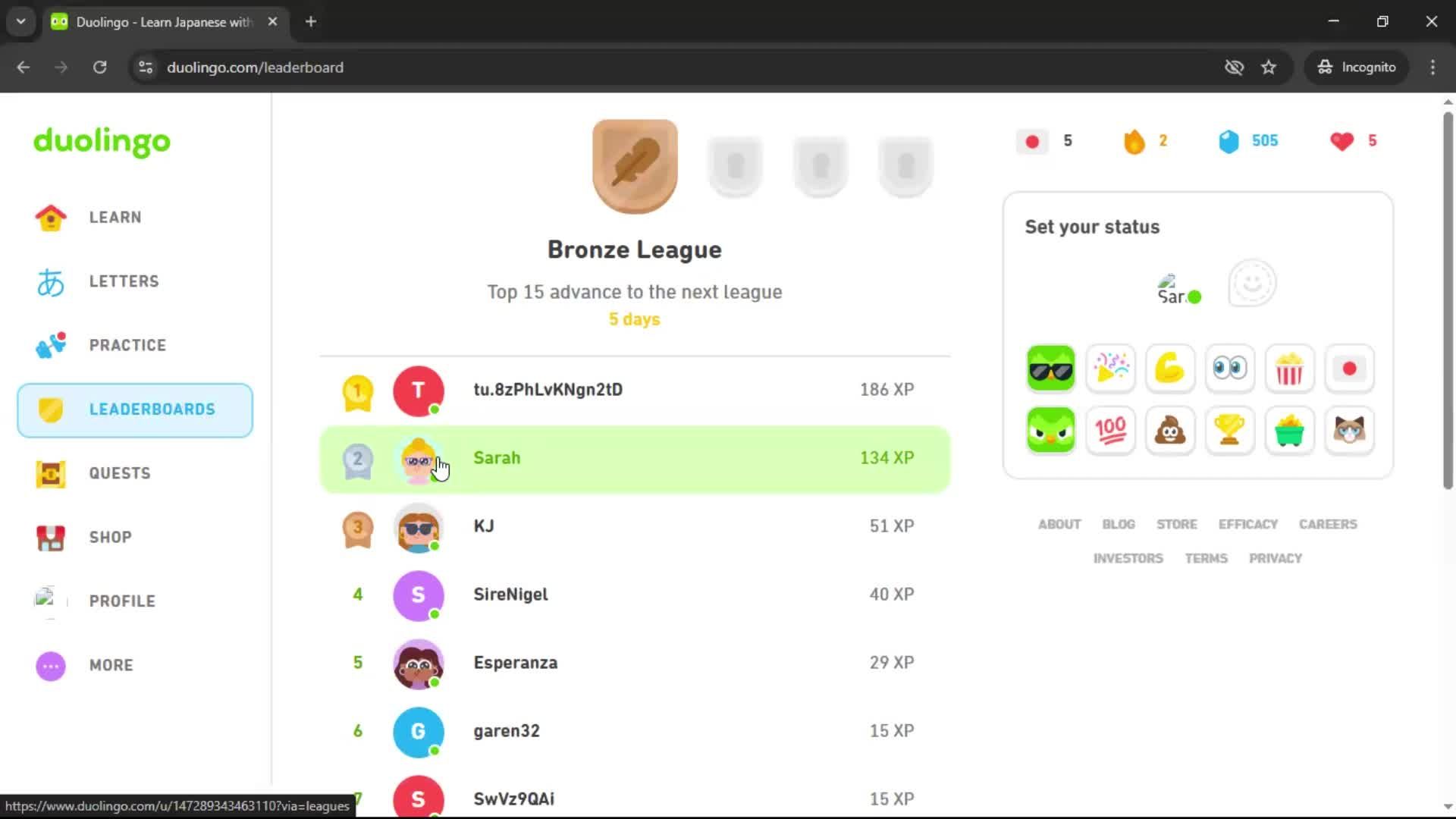 Leaderboard screenshot