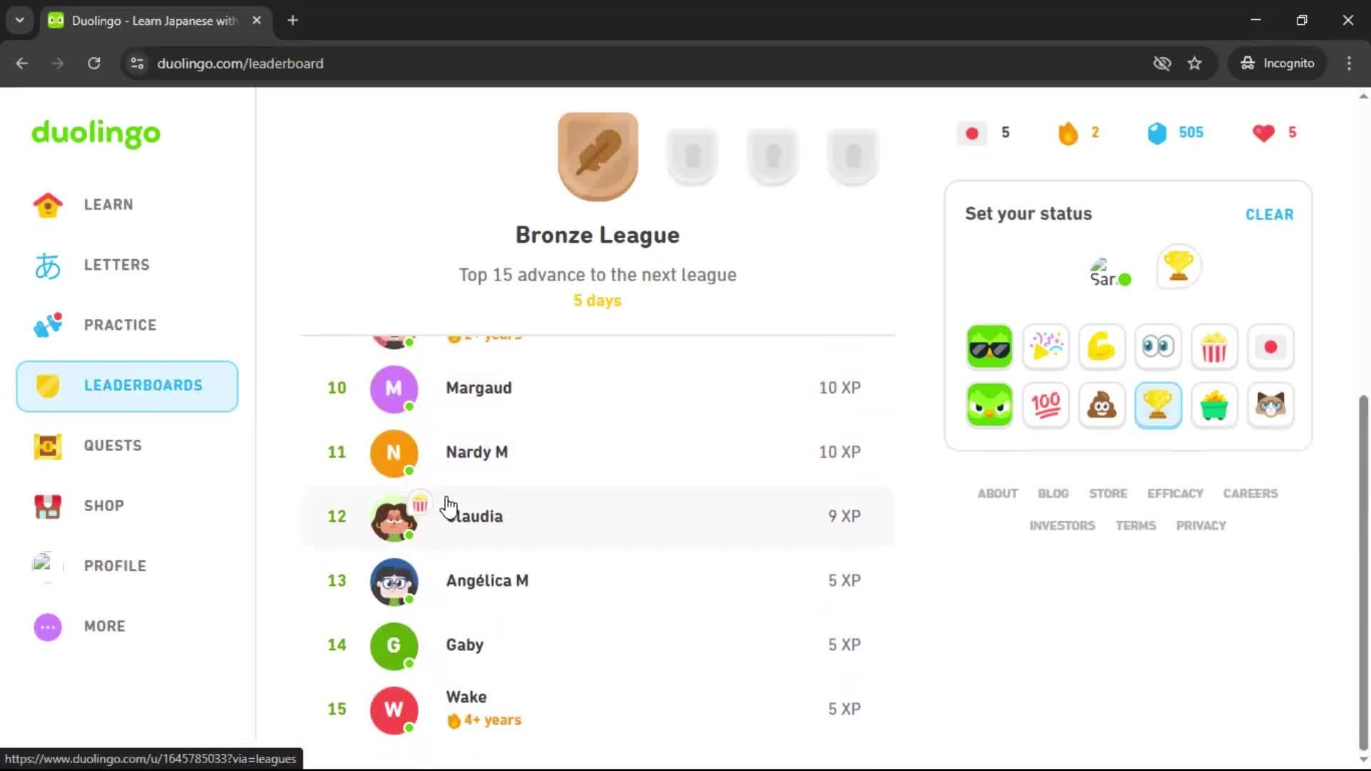 Leaderboard screenshot