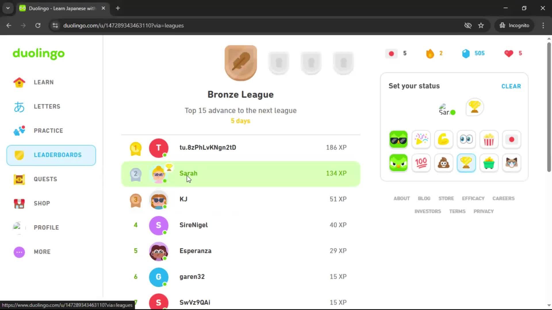 Leaderboard screenshot
