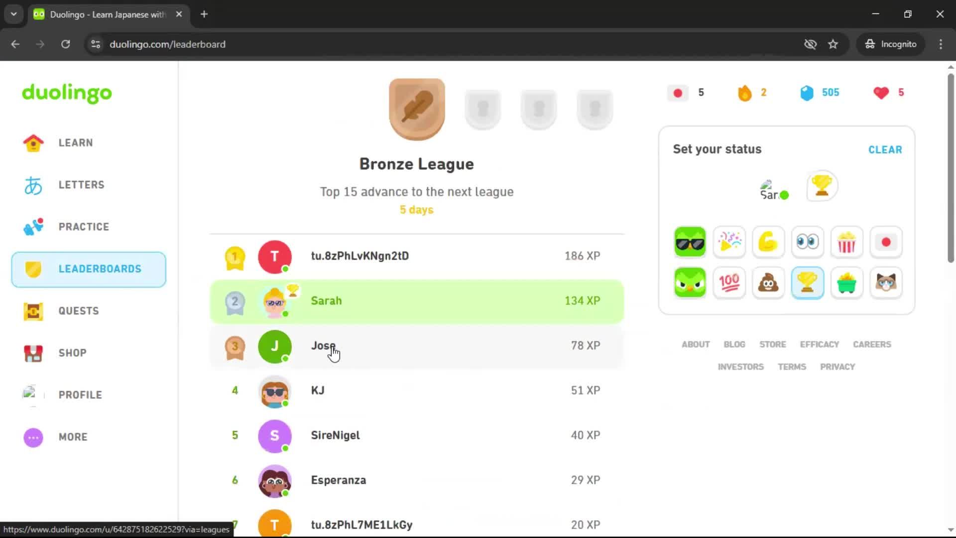 Leaderboard screenshot