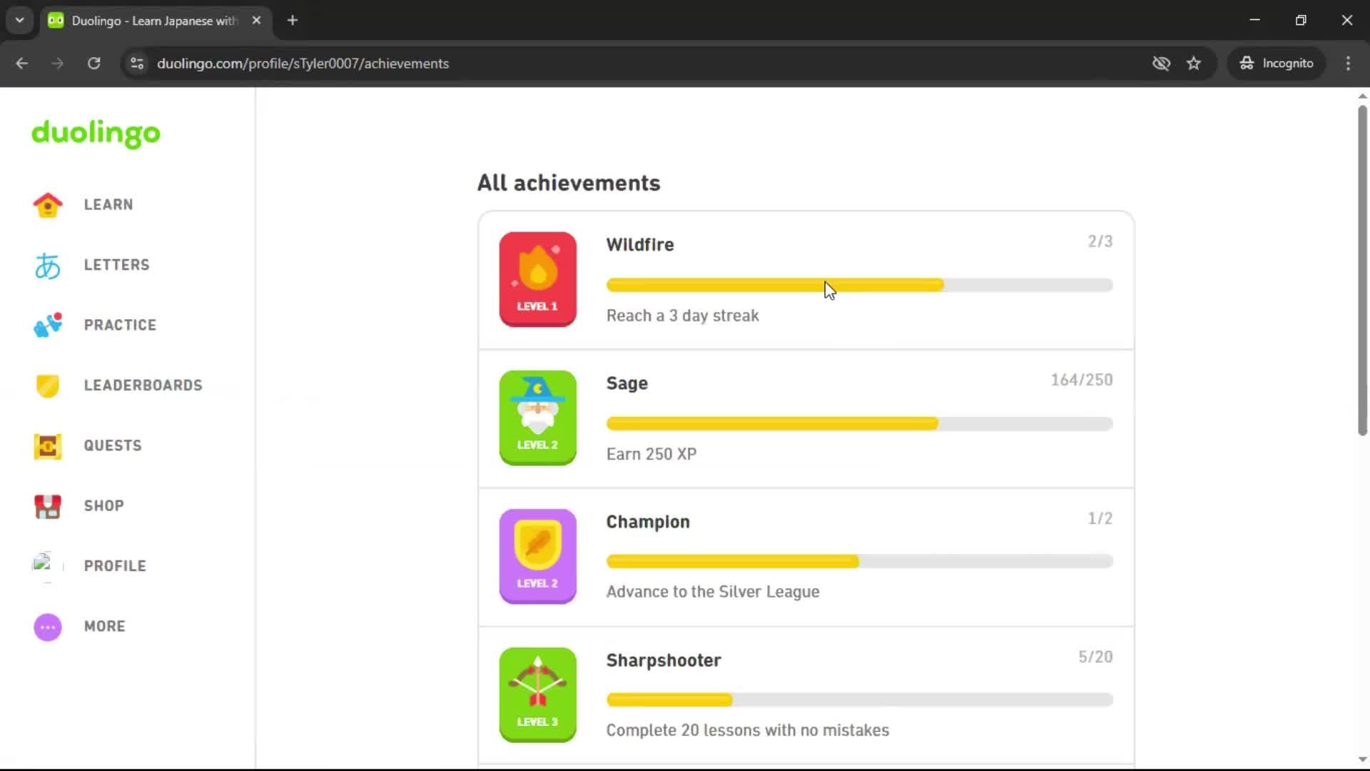 Leaderboard screenshot