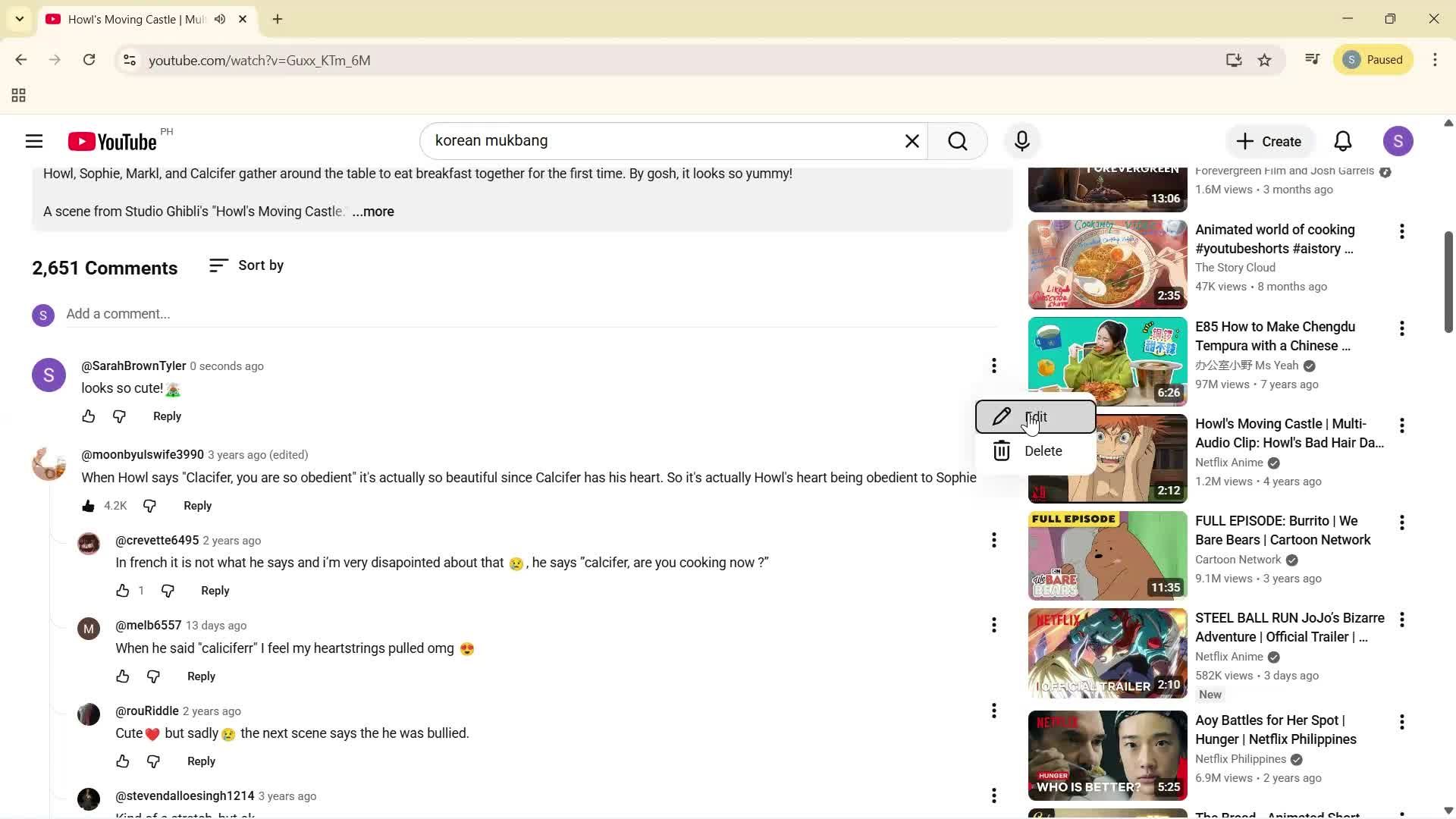 Adding comments screenshot