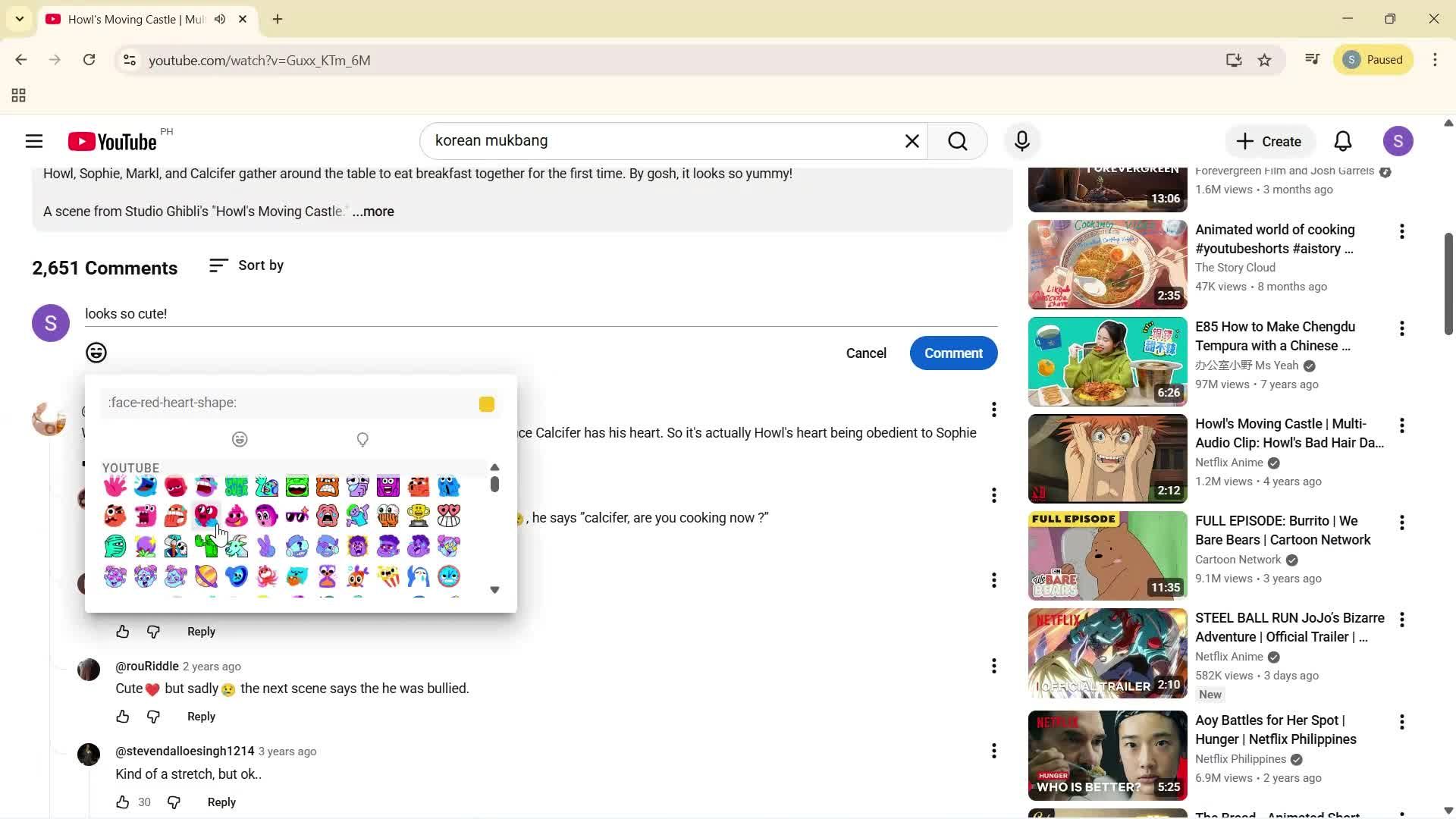 Adding comments screenshot