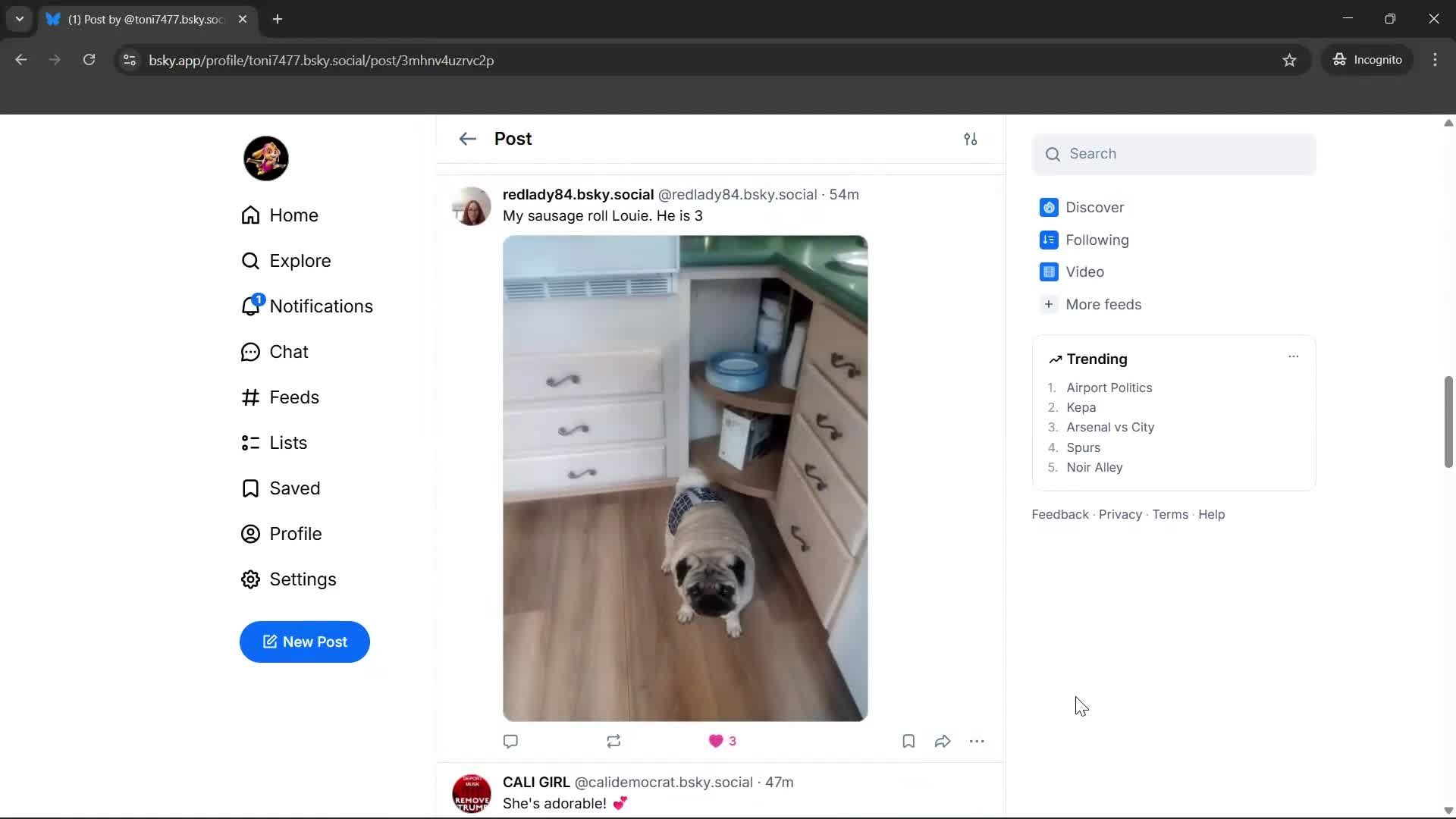Liking posts screenshot