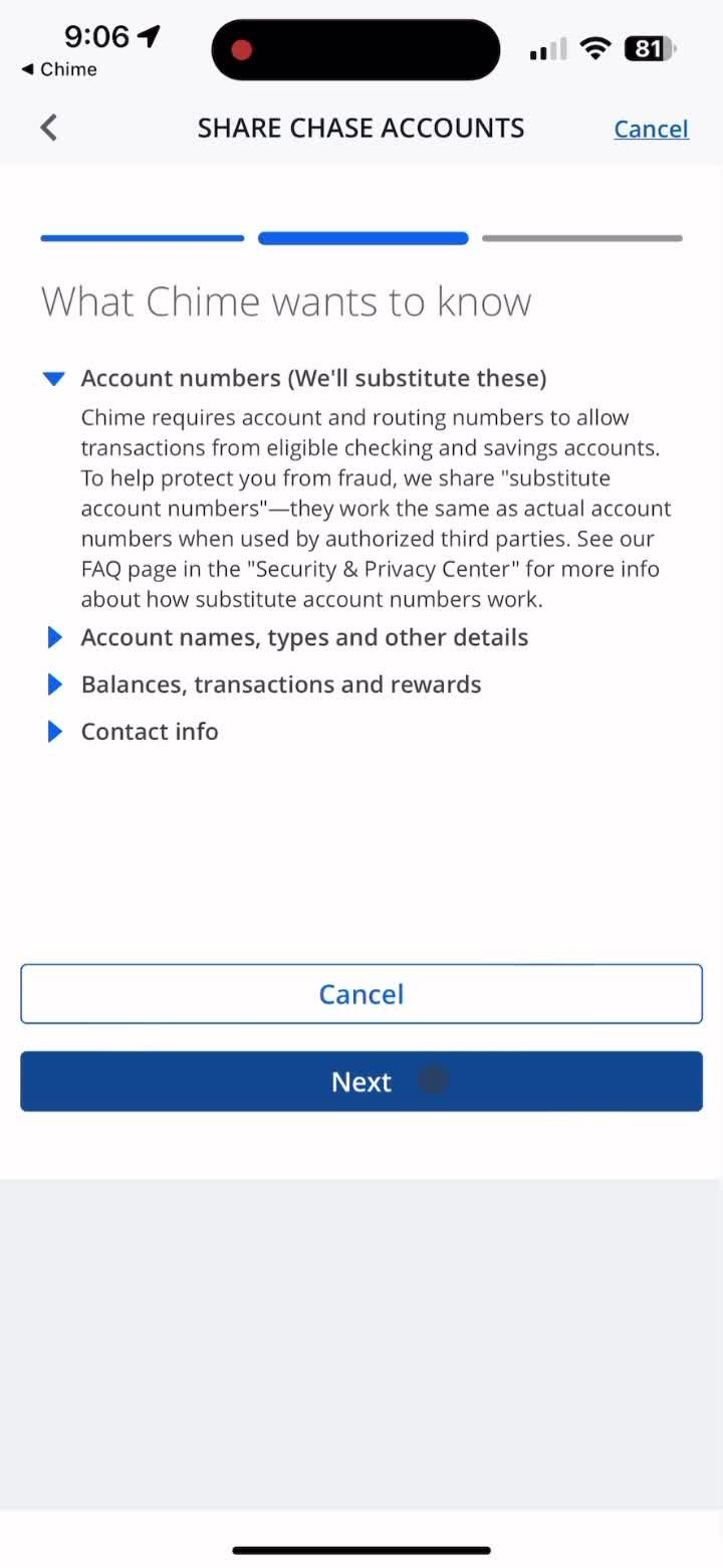 Linking a bank account screenshot