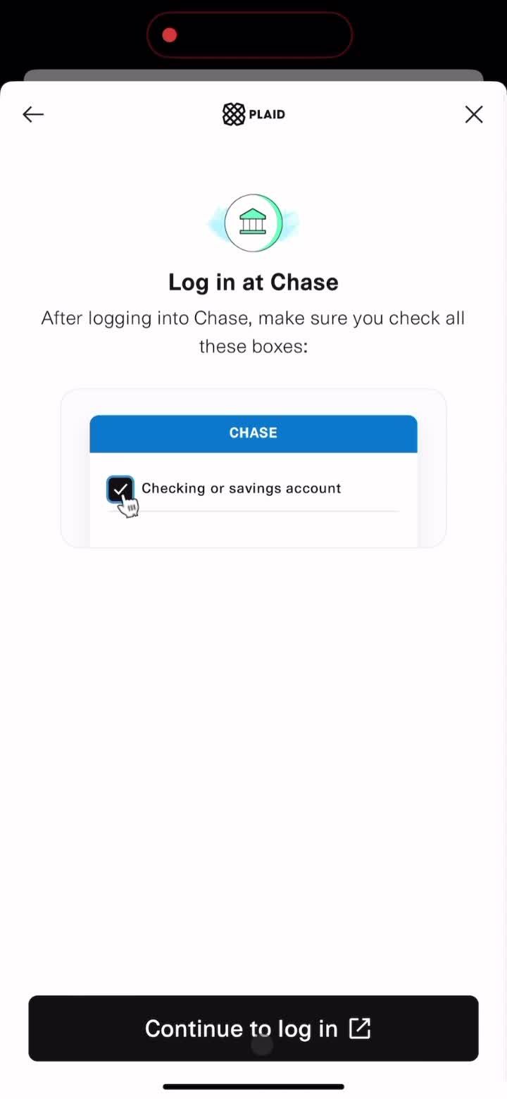 Linking a bank account screenshot