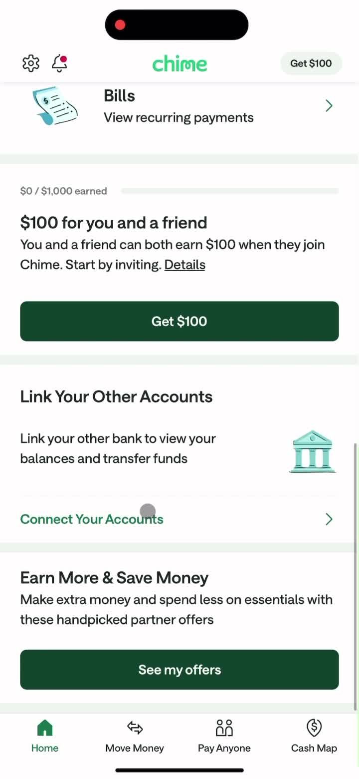 Linking a debit card screenshot