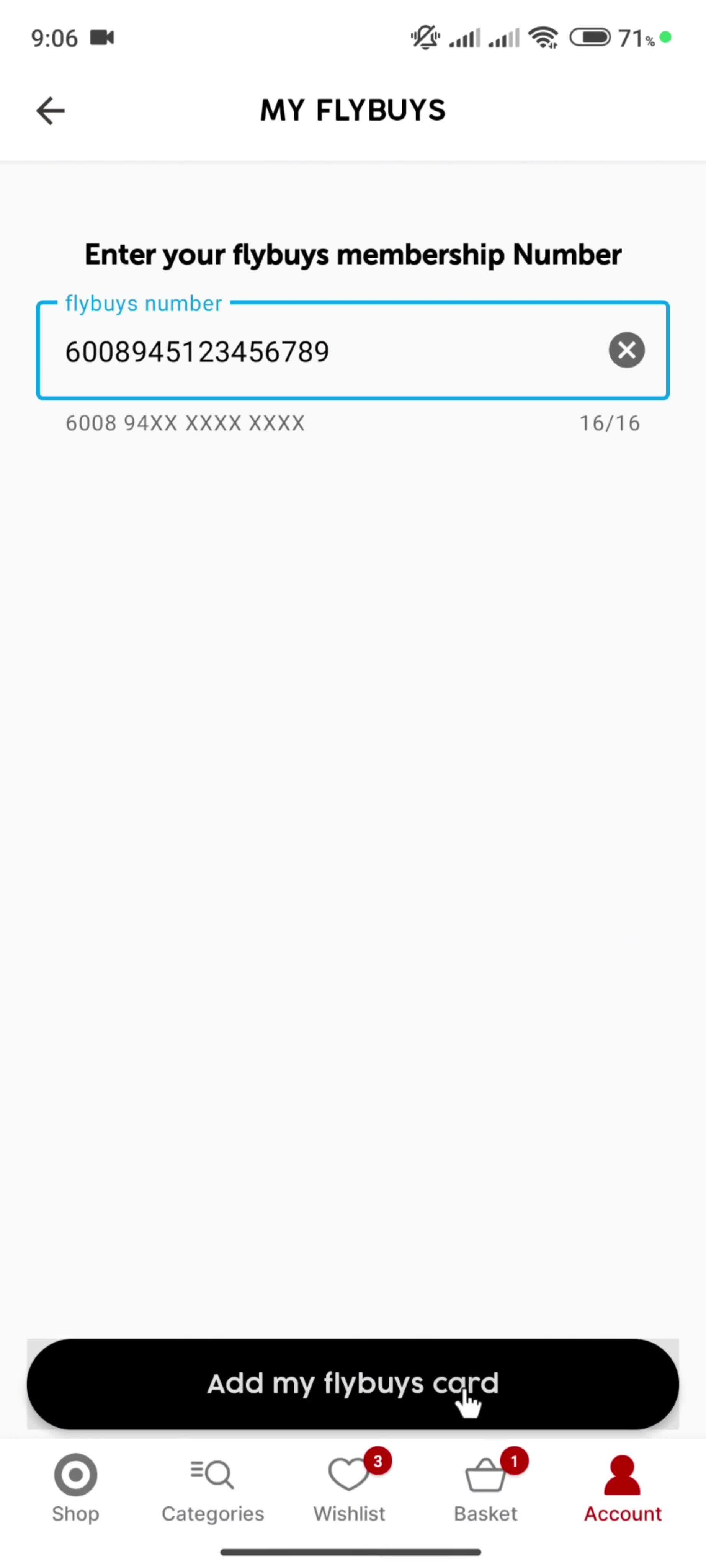 Linking a card screenshot