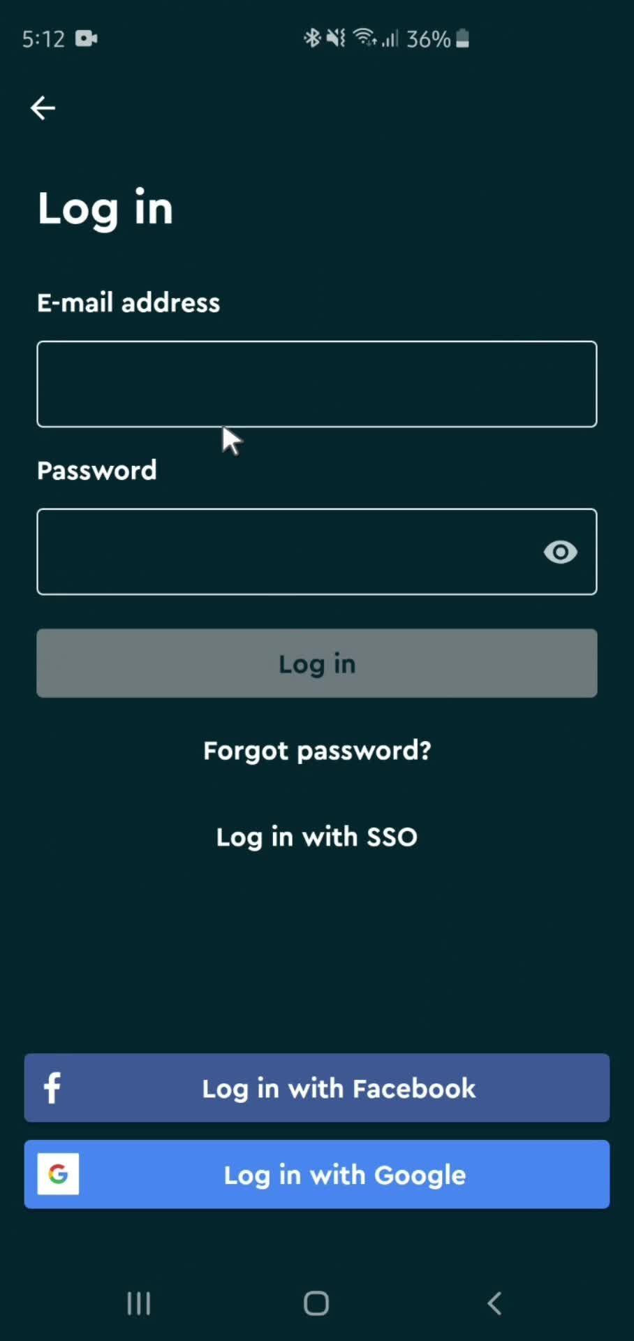 Logging in screenshot