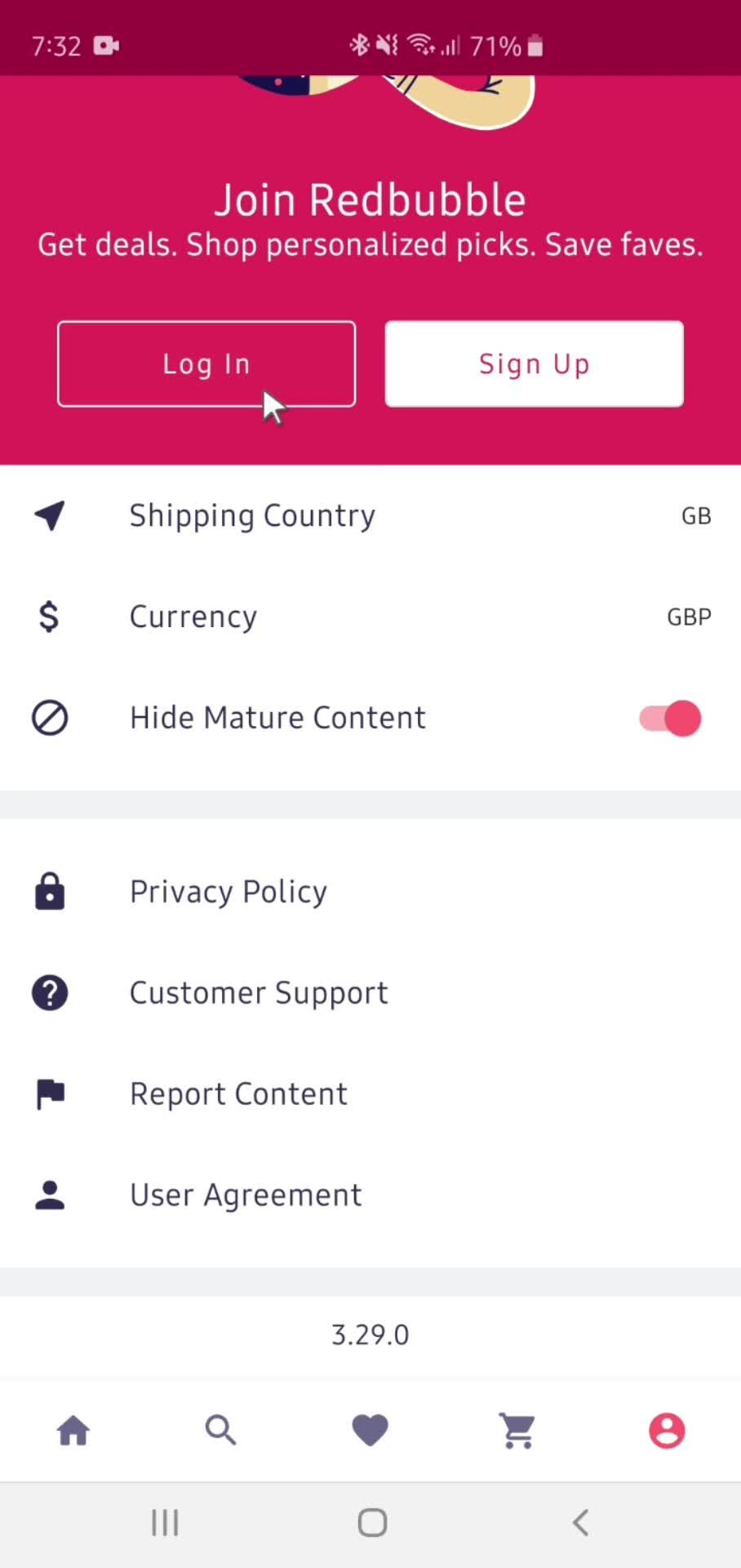 Logging in screenshot