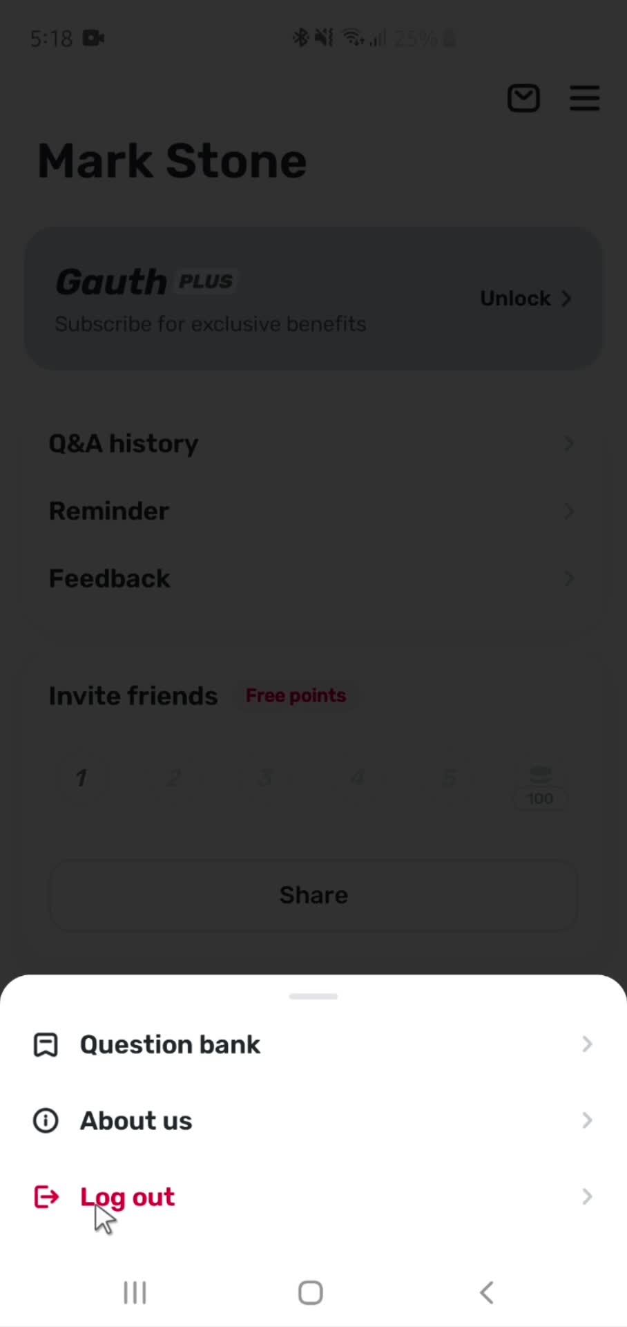 Logging out screenshot