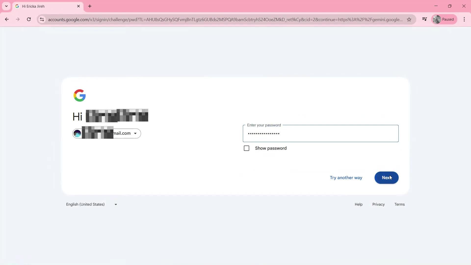 Logging in screenshot