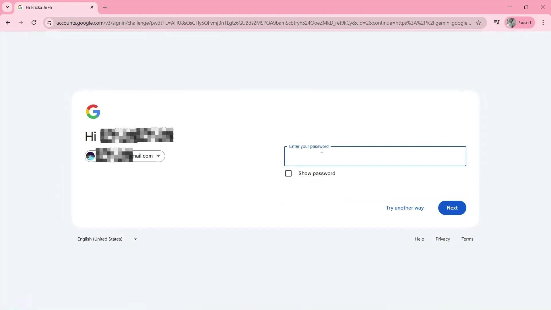 Logging in screenshot