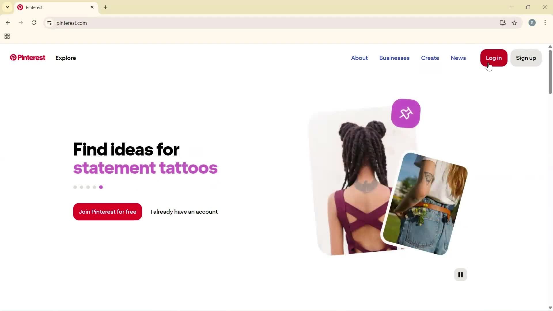 Logging in screenshot