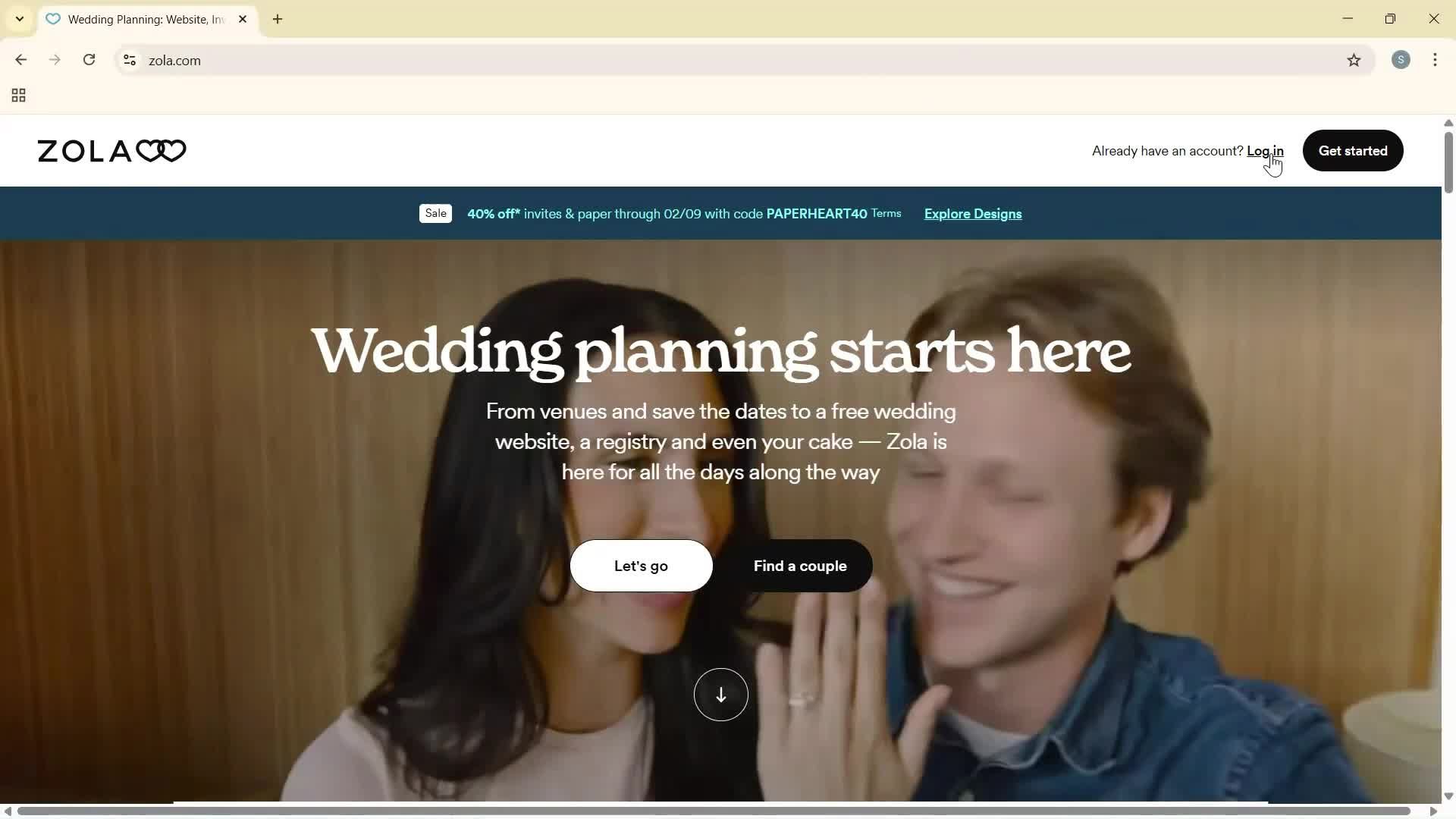 Logging in screenshot