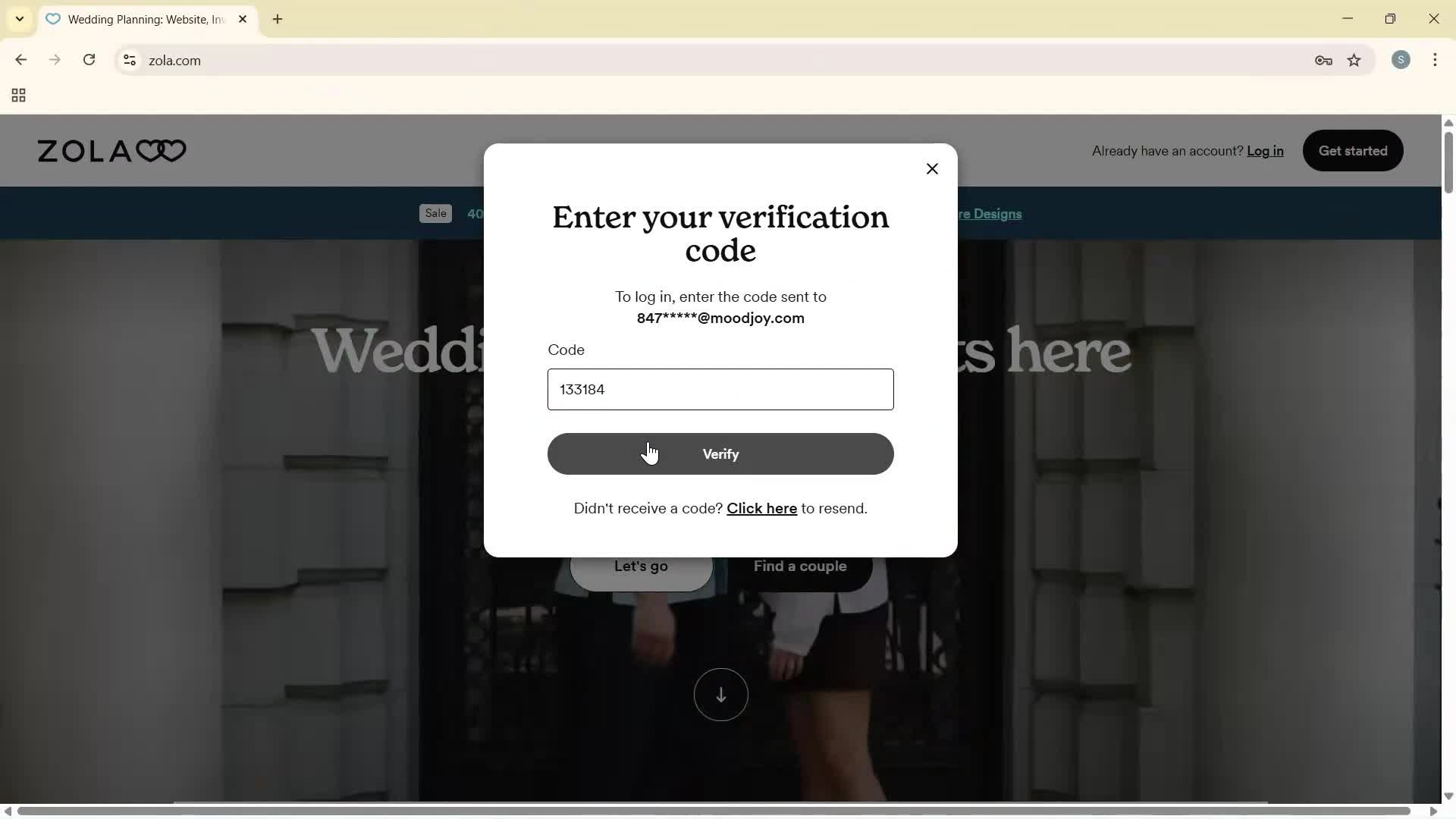 Logging in screenshot