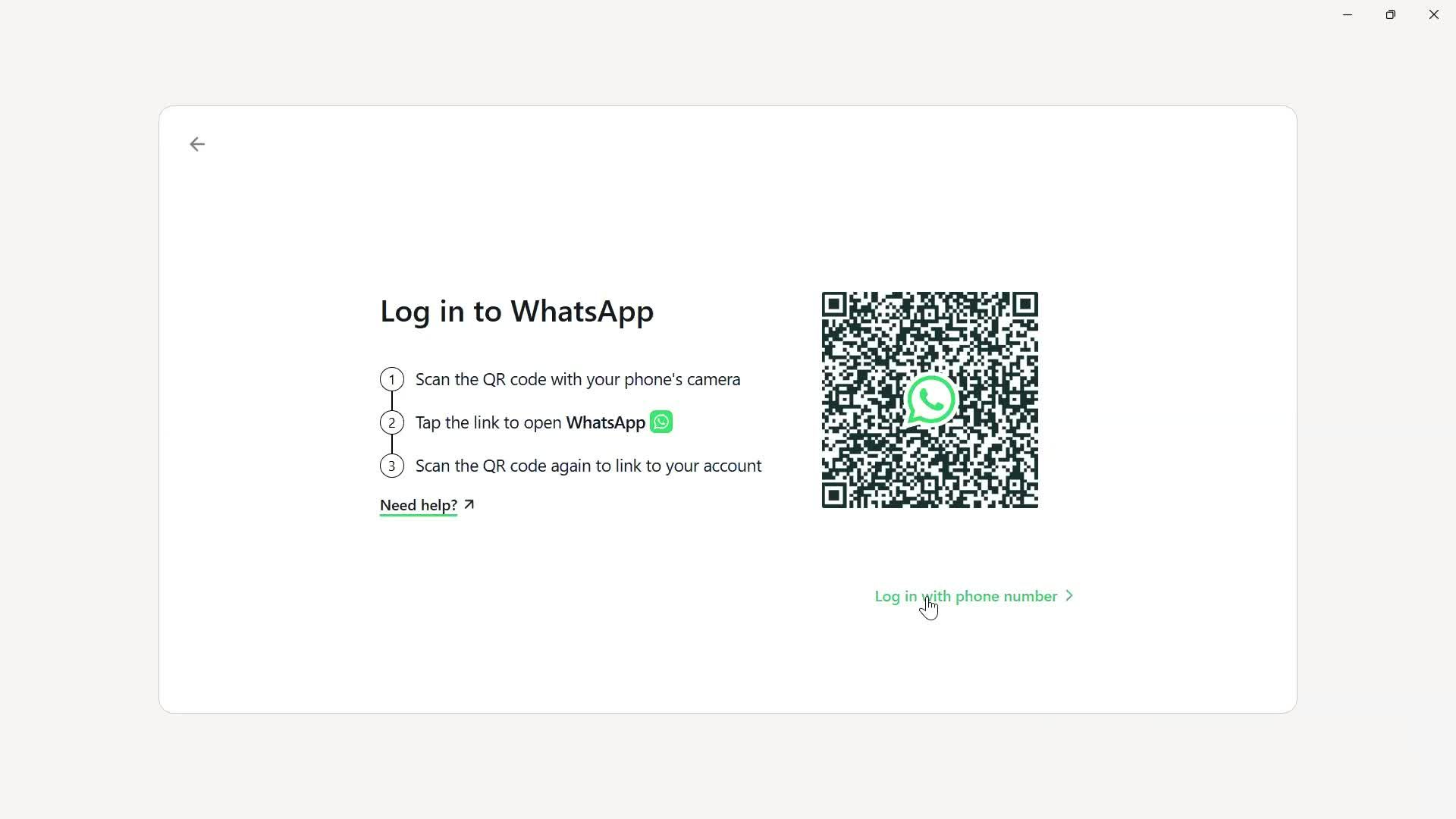 Logging in screenshot