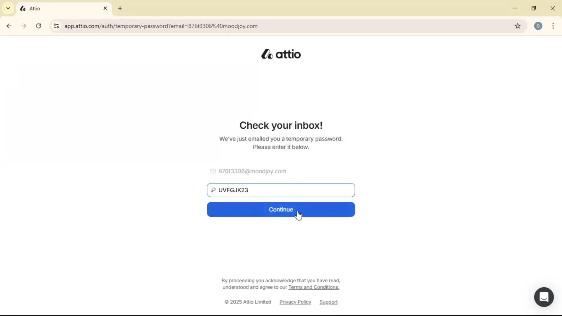 Logging in screenshot
