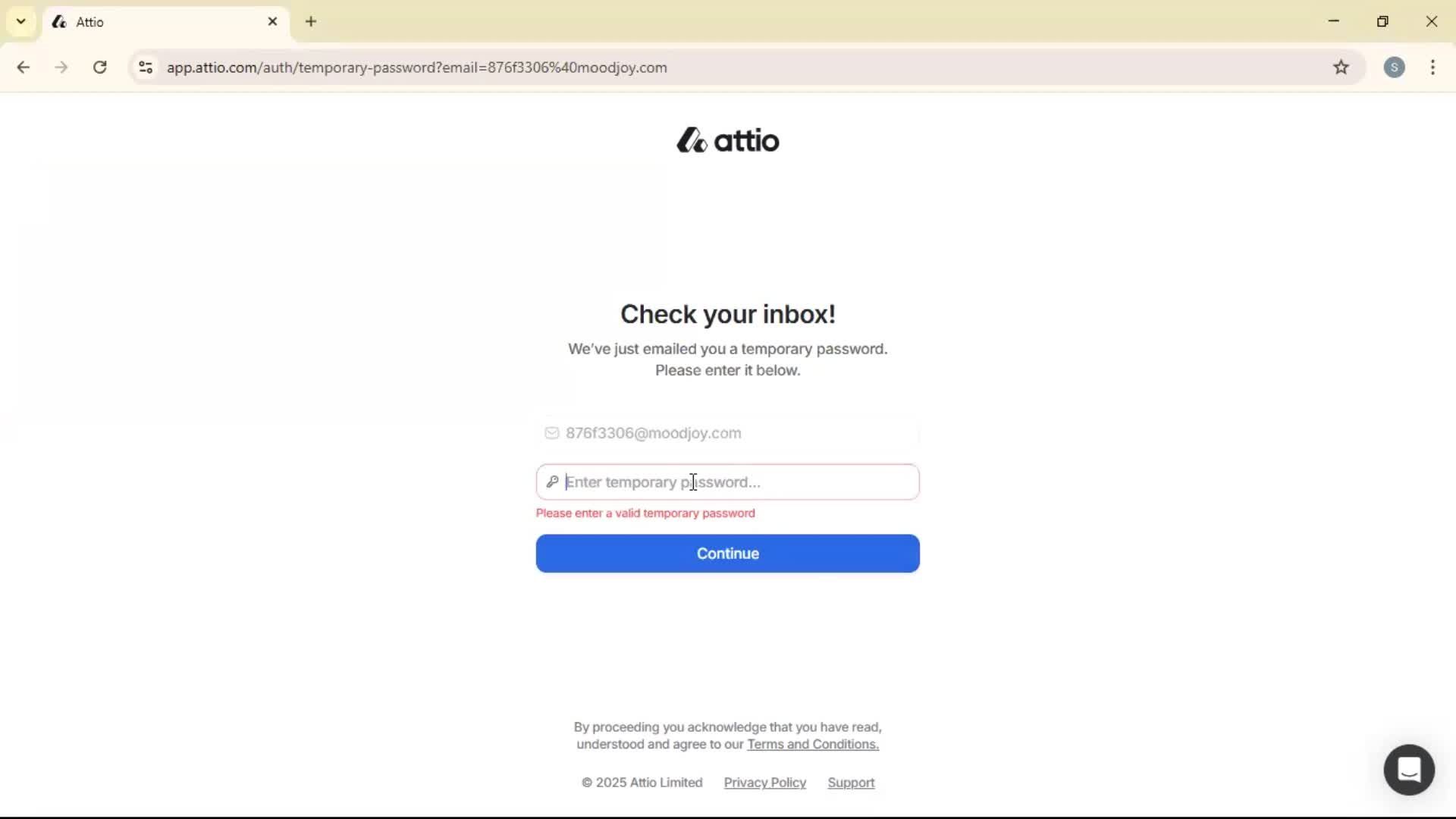 Logging in screenshot