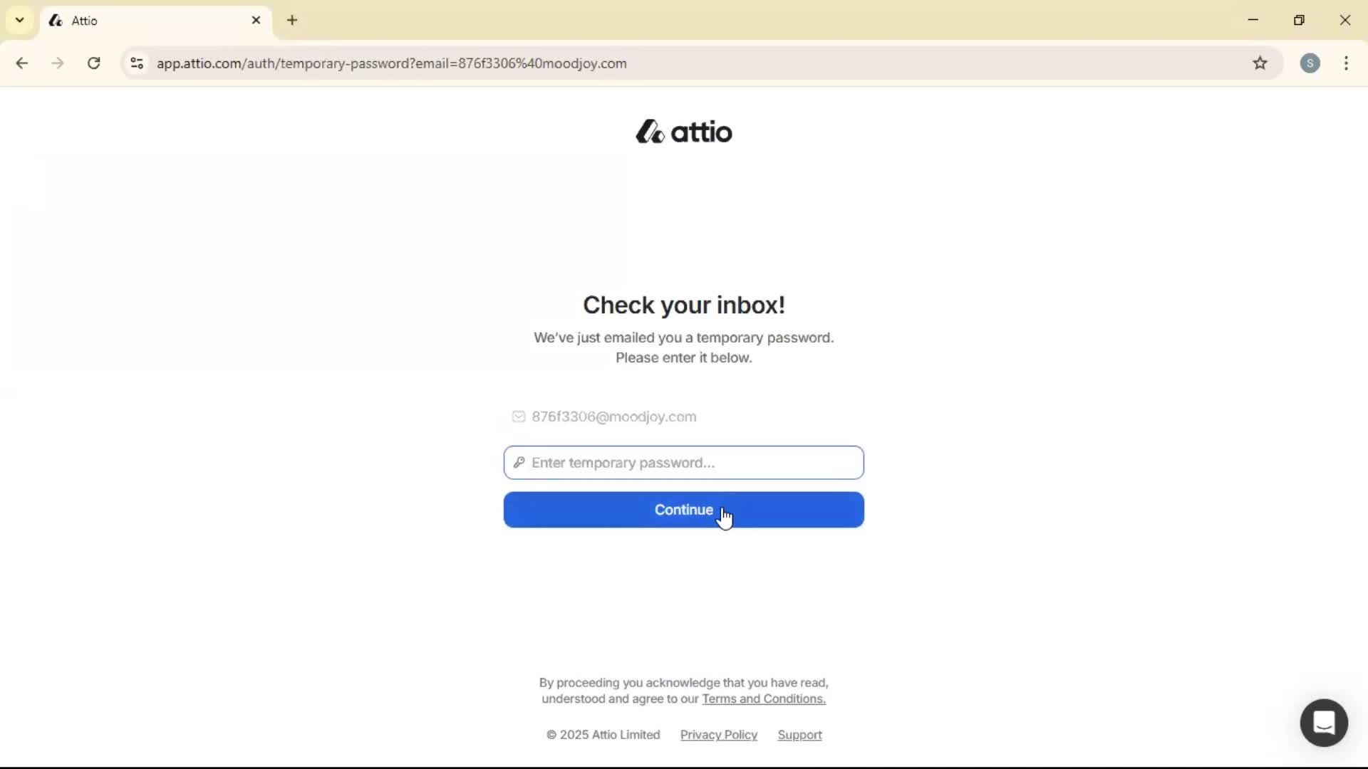 Logging in screenshot