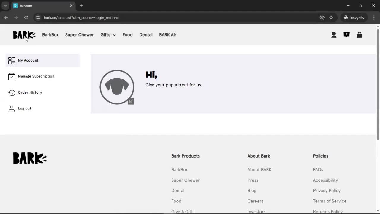 Logging in screenshot