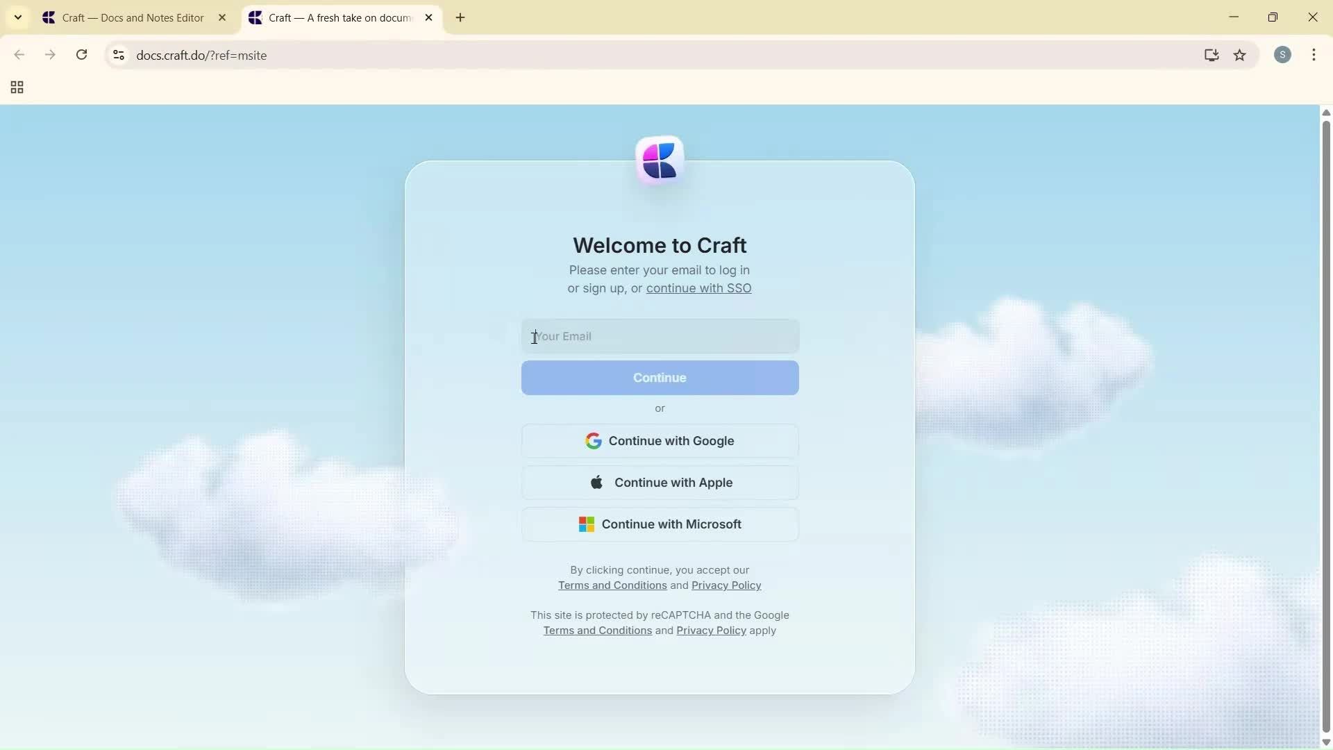 Logging in screenshot