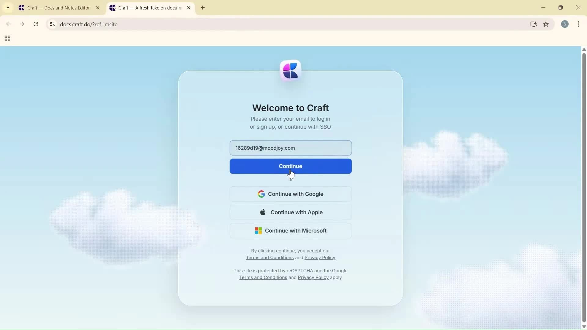 Logging in screenshot